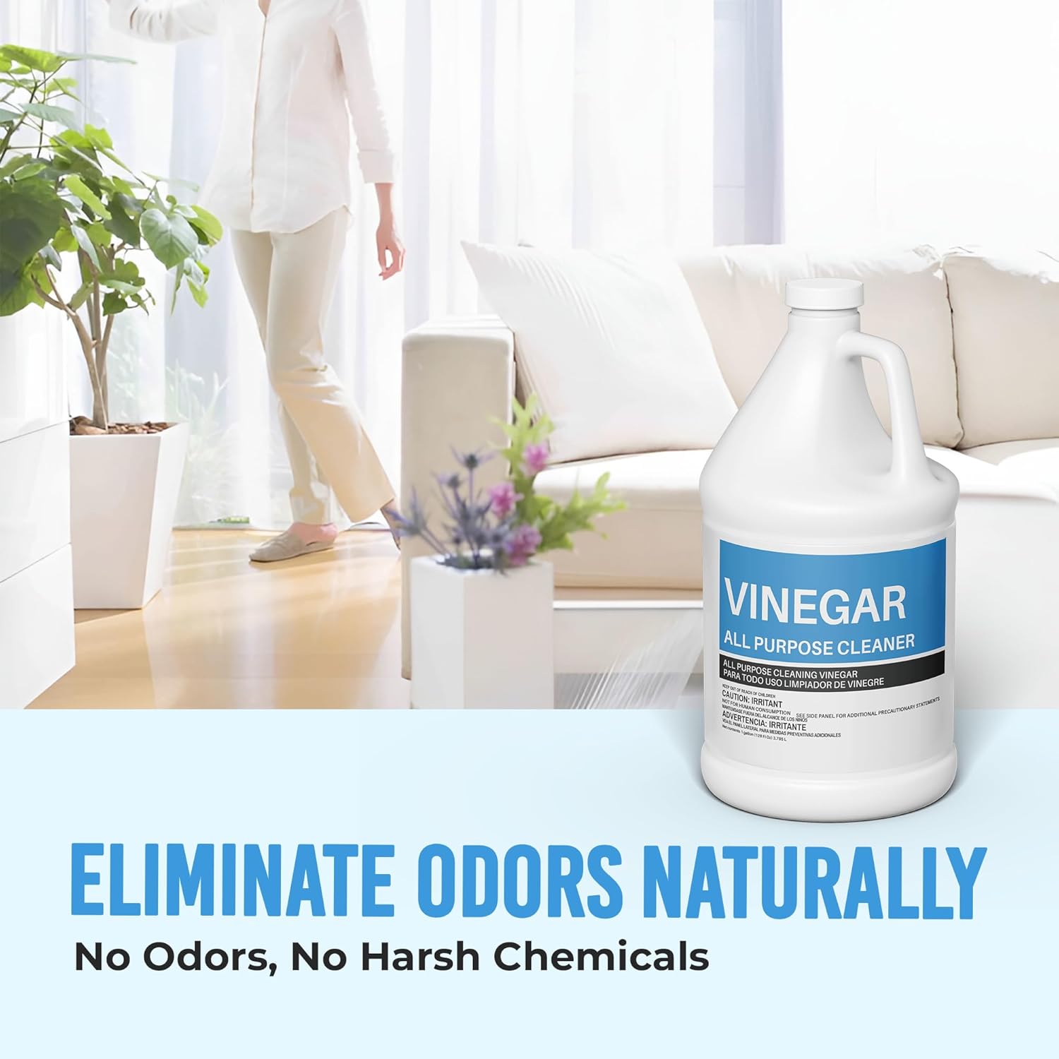 (4 Gallons) - Distilled White Cleaning Vinegar 6% Acidity - Multi-Purpose Household Surface Cleaner, Safe for Laundry