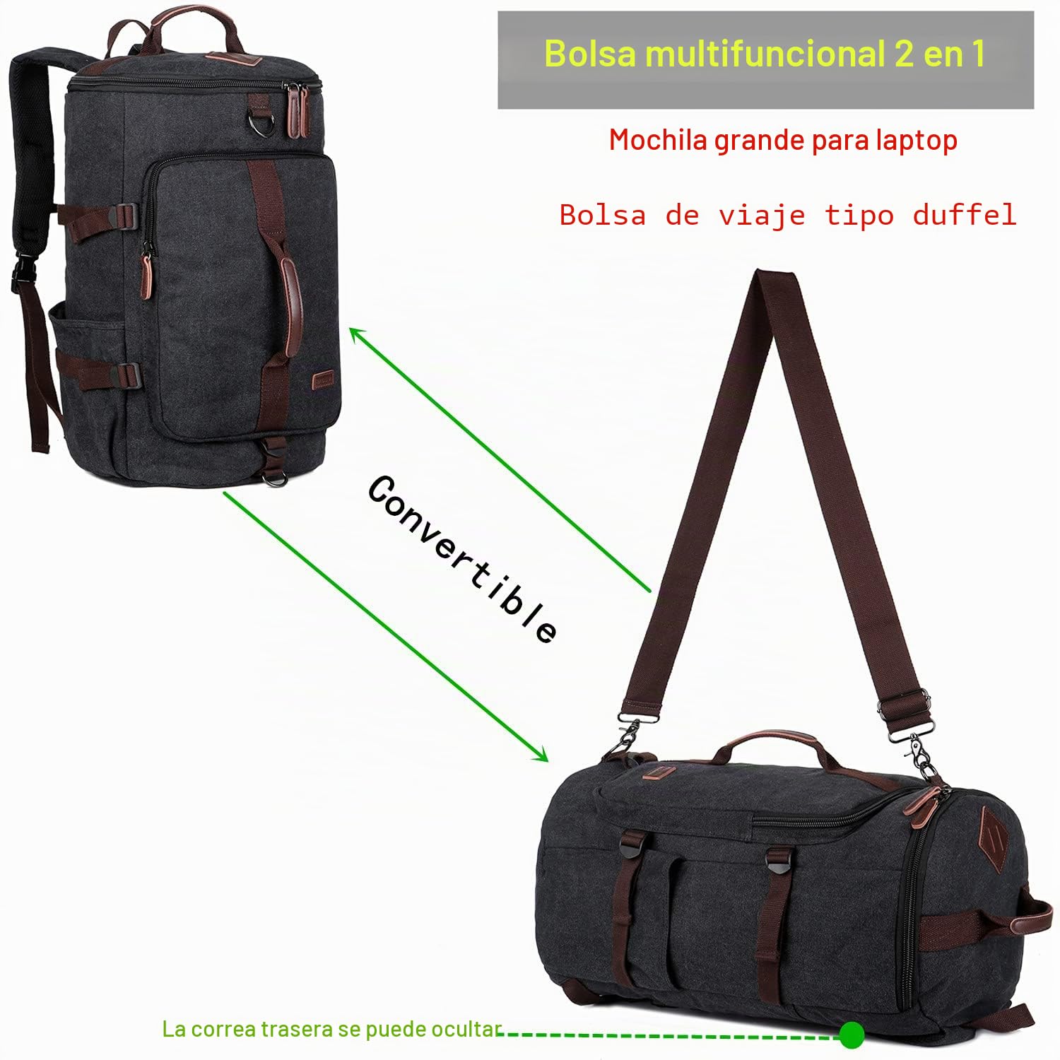 BAOSHA HB-26 - Mochila de lona vintage para hombre