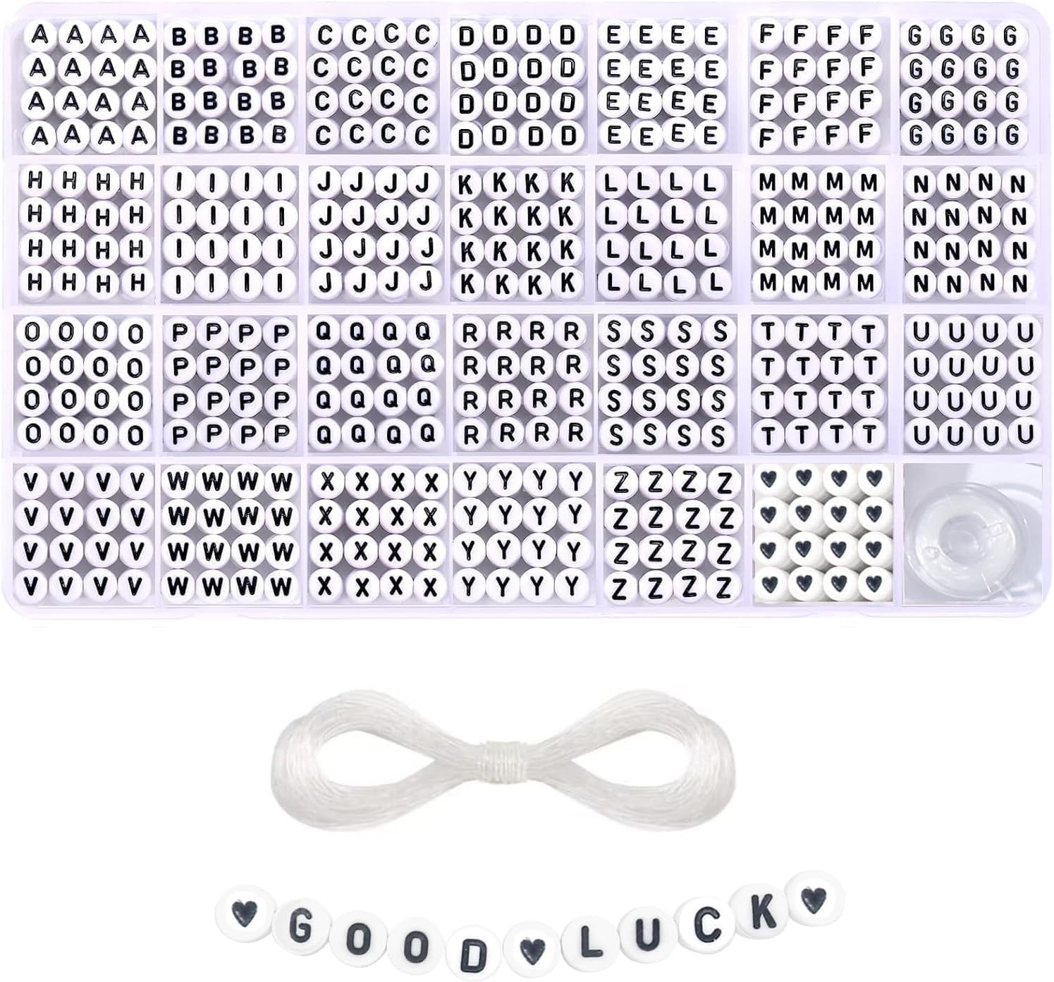 1400+4x7mm Round Acrylic Alphabet Letter Beads for Bracelets,Bead Letters