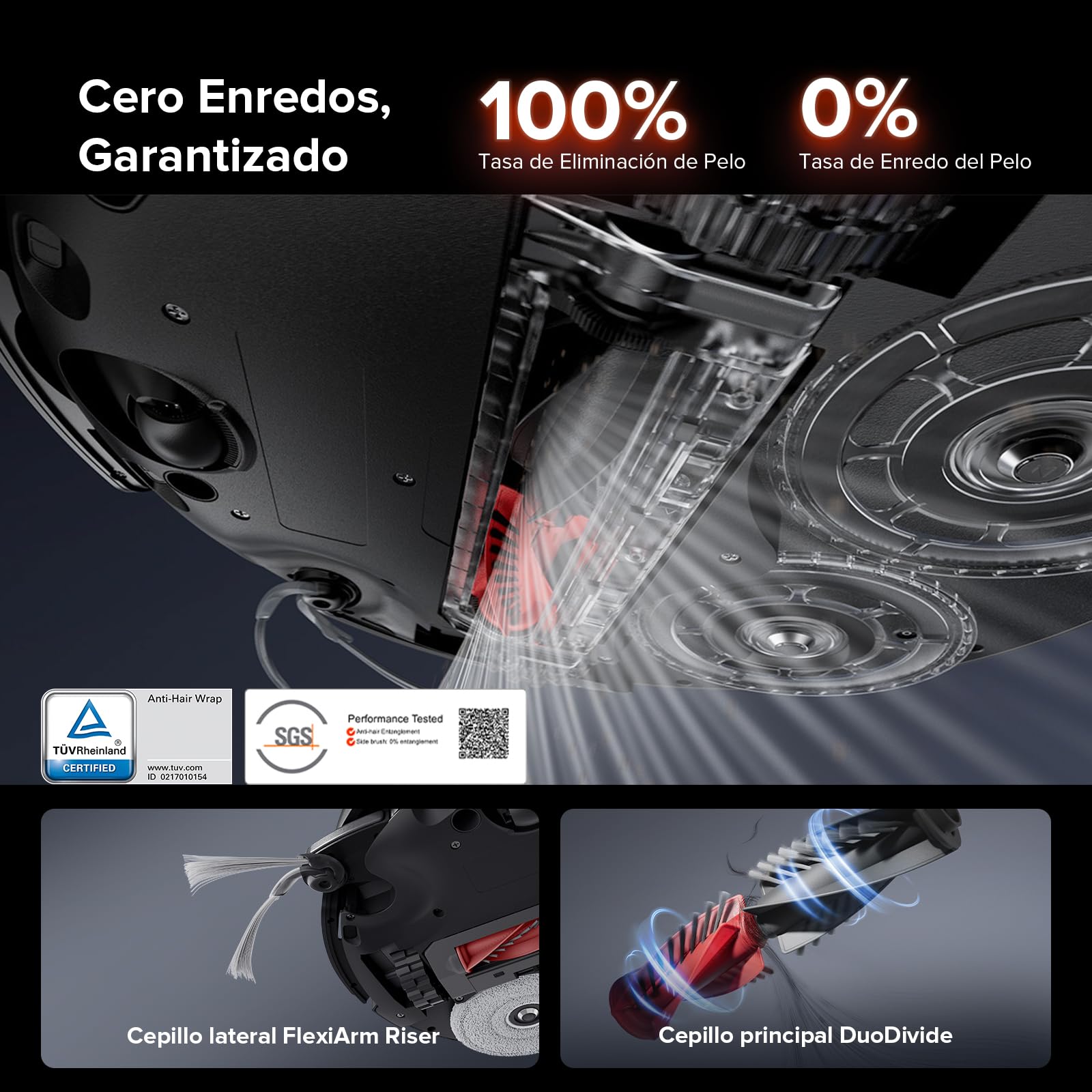 roborock Saros 10R Set Robot Aspirador 22000Pa Succión con mopa, Cuerpo Ultrafino de 7,98 cm, Obstáculo Extremo de 4 cm, Sin enredos, Vaciado Automático, Secado con Aire Caliente, Negro