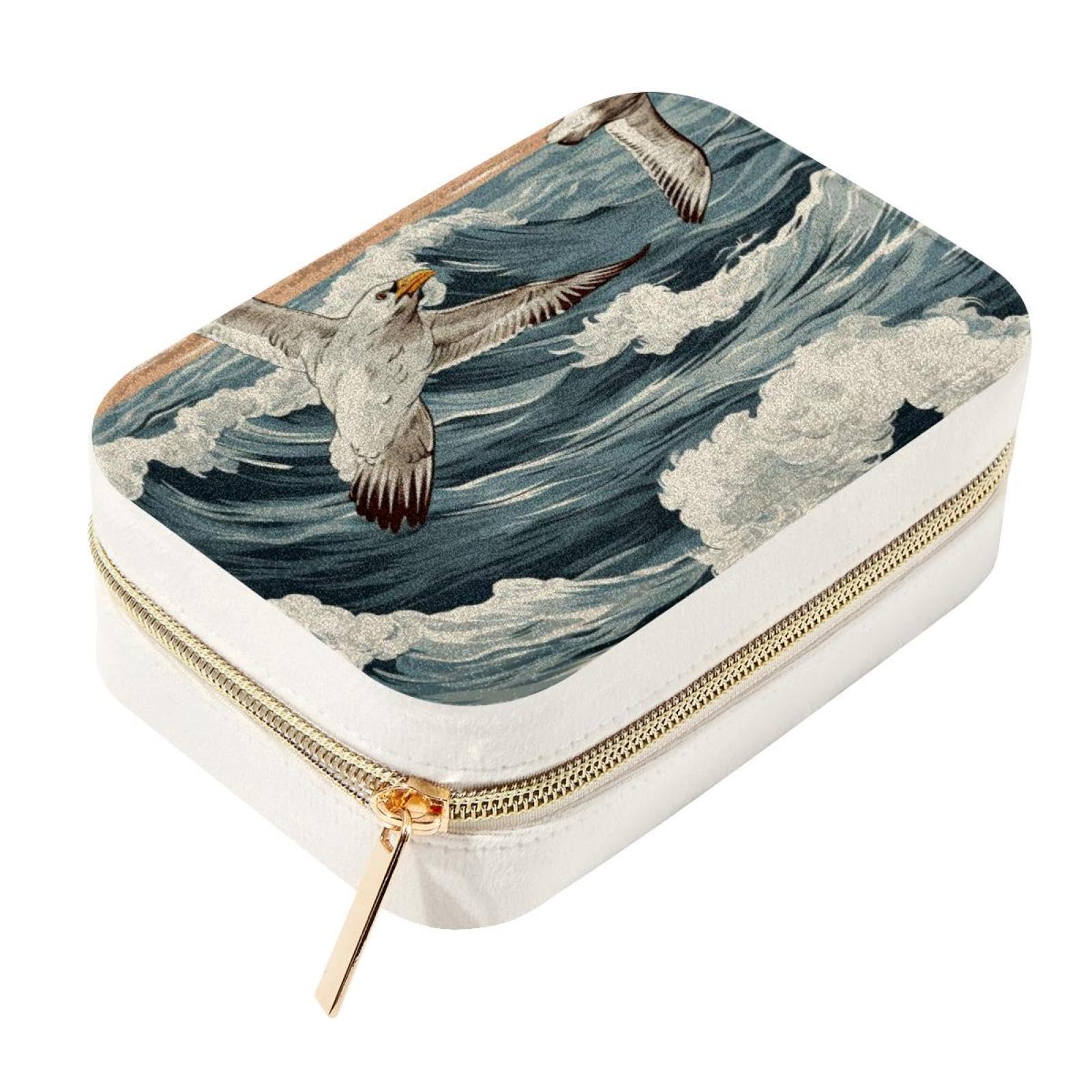 Boîte à bijoux double couche Seagull coffret de rangement pour bagues et colliers