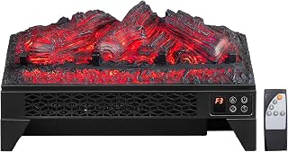 ROVSUN 18 Inch Electric Fireplace Insert Log with Remote & Timer, 1400W Recessed Stove Heater with Overheat Protection, 6 Flame Colors, 5 Flame Brightness for Indoor Home Living Room Bedroom