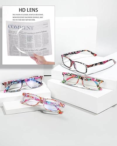 Miniatura 3 de YTDBNS Gafas de lectura para mujer con estampado patrón, paquete de 4 lentes de lectura a la moda para mujer con bisagra de resorte, anteojos de
