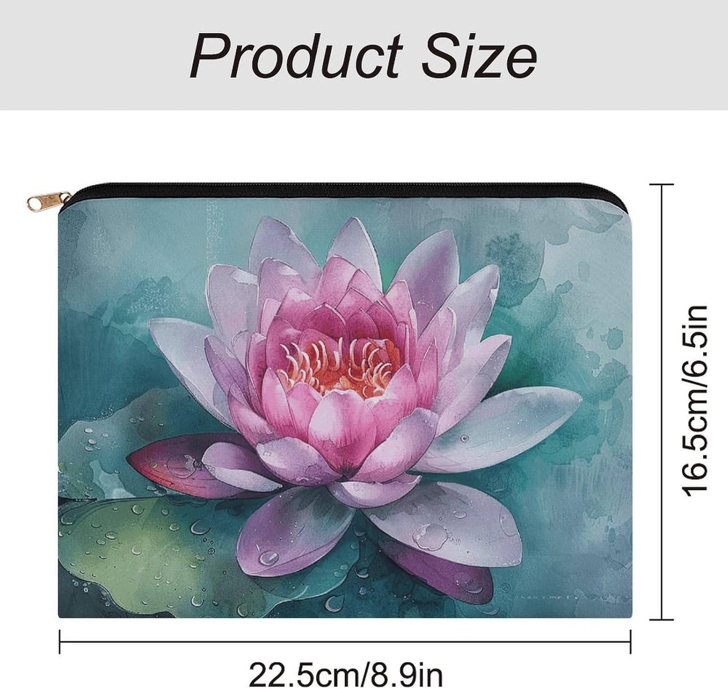 Peach Water Lily Flower Makeup Bag Small Cosmetic Pouch with Zipper image 2