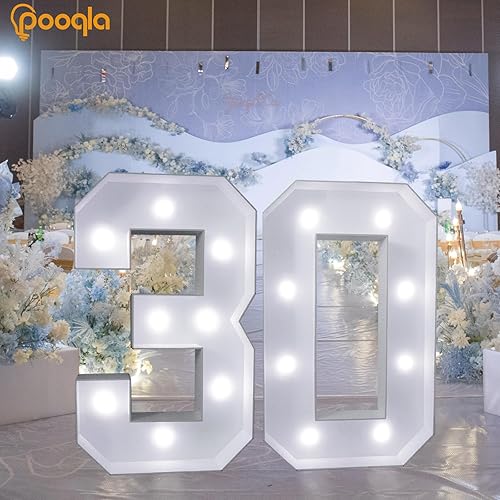 Miniatura 7 de Pooqla Números iluminados de 3 pies, números de marquesina iluminados gigantes con LED, números de mosaico para globos para decoración de cumpleaños
