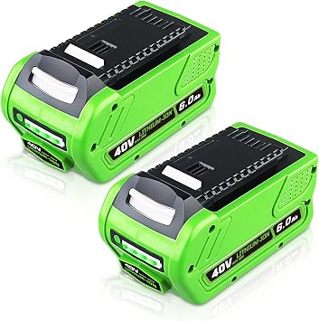 FERRYBOAT Upgraded 40V 6.0Ah Lithium-ion Battery Replacement for Greenworks 40V Battery 29462 29252 20202 22262 25312 25322 20642 22272 27062 21242 Cordless Power Tools2 Packs