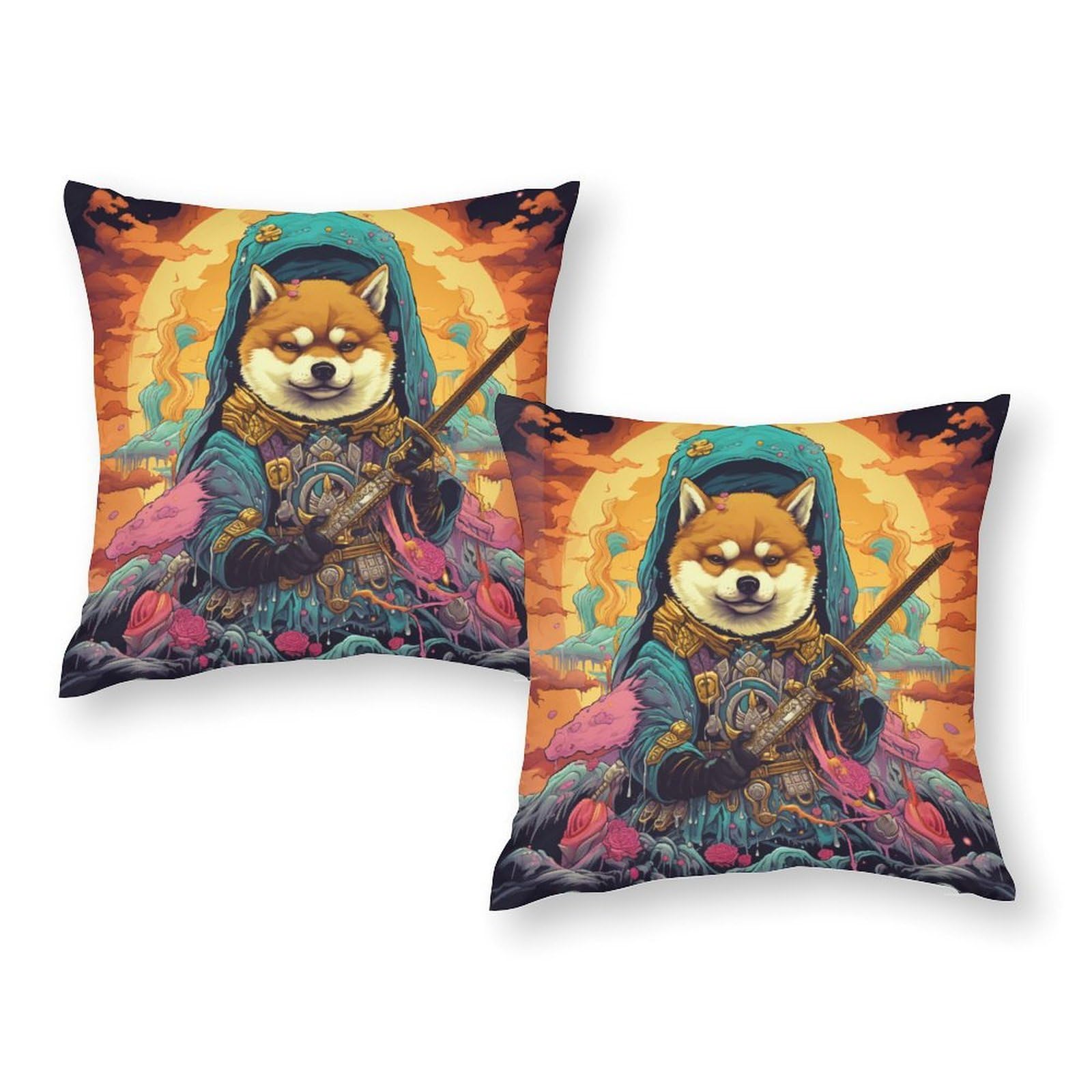 Taie d'oreiller Superking Renard Guerrier 51x51cm pour lit enfant et voyage