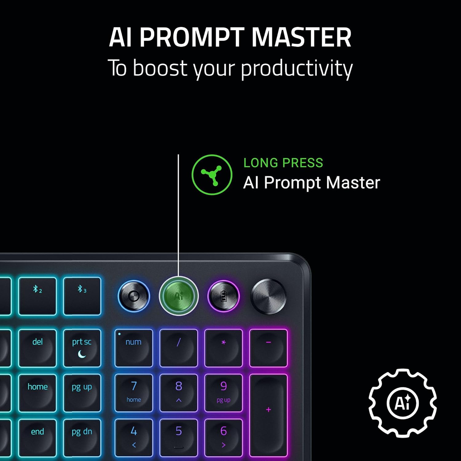 Razer Pro Type Ergo Wireless Split Ergonomic RGB Keyboard – Adjustable Tilt, Wrist Rest, Natural Typing, Multi Device Connectivity (2.4 GHz, Bluetooth, USB Type C), Windows/Mac Compatible – Black