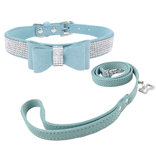 Newtensina Collar de Perrito con Estilo y Correas con Pajarita Collar de Collar de gatita con Arco para Gato