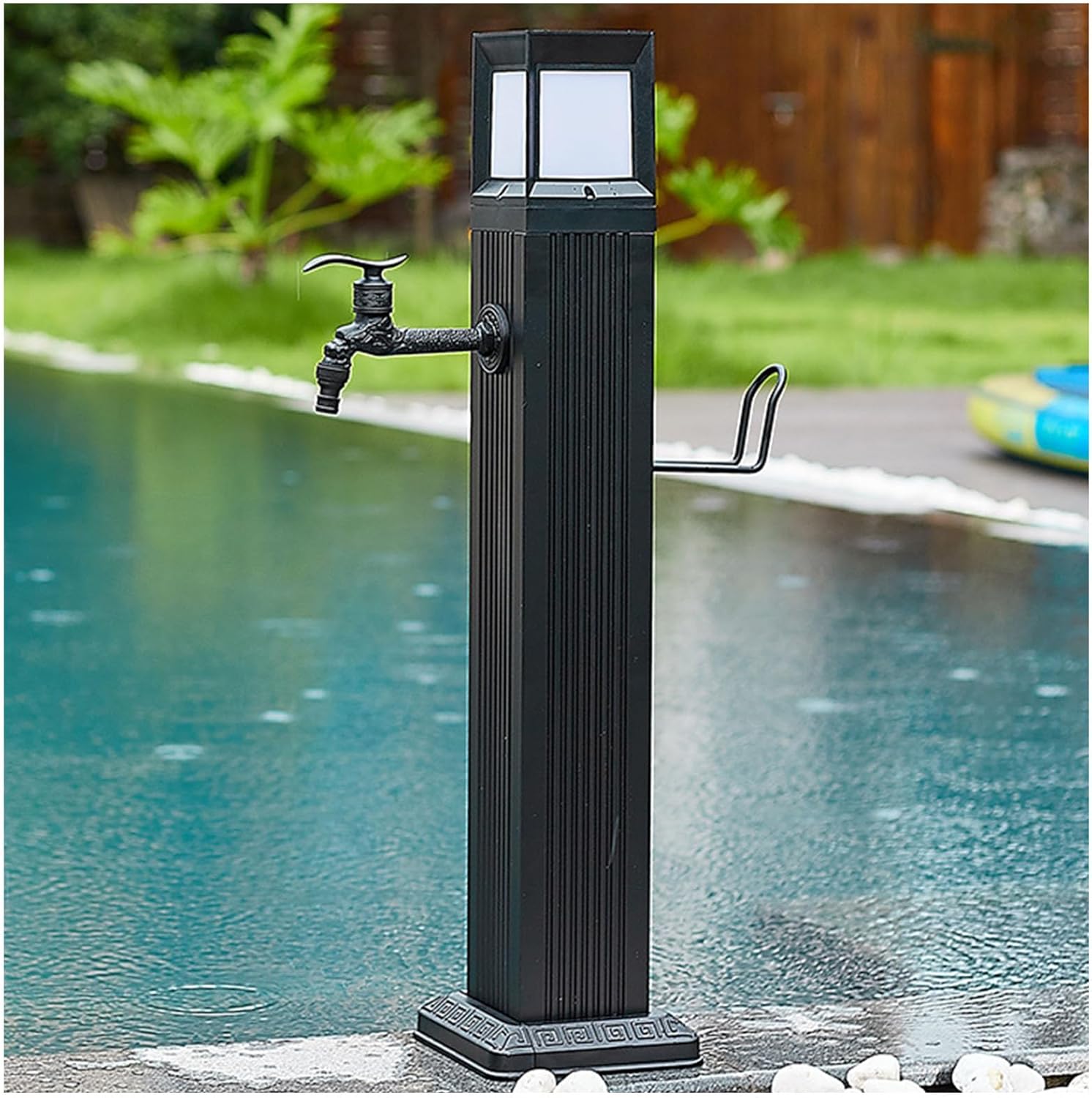 Garden Water Column Waterproof Solar Pillar Light, Outdoor Antifreeze Cracked Water Pipe Faucet Extender Remote Spigot, Patio Water Dispenser Water Fountain Hose Bibb, for Watering/car Washi