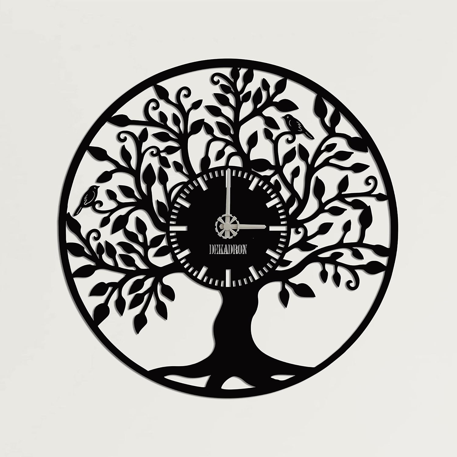 DEKADRON Life Tree Unique Design Metal Wall Clock - Metal Wall Art Works - Metal Wall Decor Home Office Decoration Modern Industrial Silent Movement (15" W x 15" H/38x38cm)