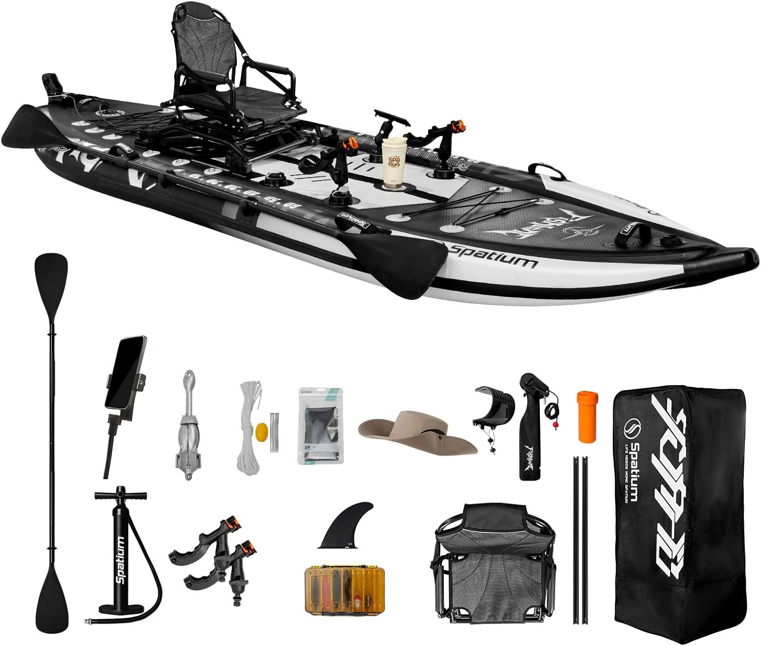 Spatium Triple Chamber Fishing Board SUP Inflatable Stand Up Paddle Board 11'*48"*6",Fishing Kayak with Premium Accessories 2 Fishing Rod Holders