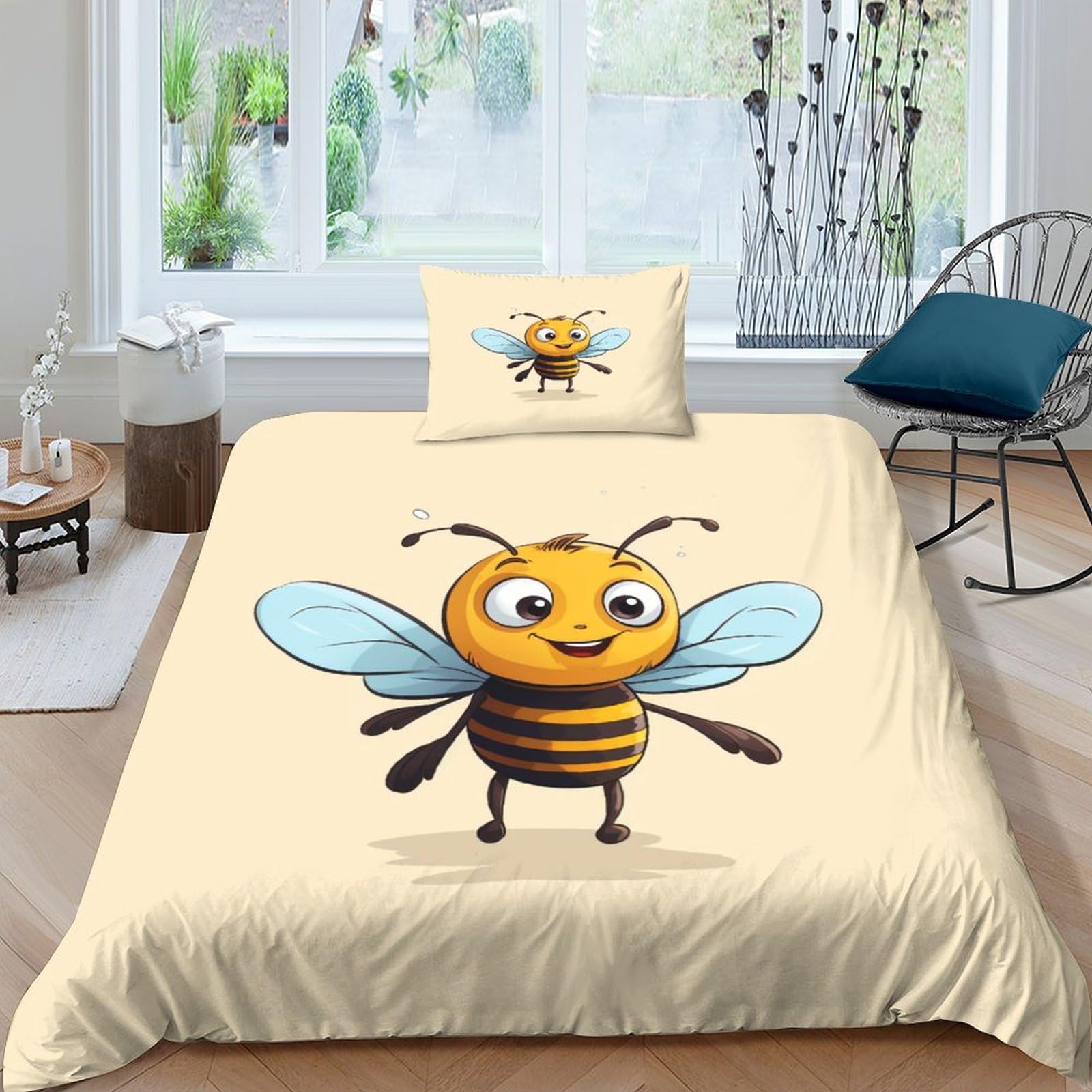 Ensemble de literie British Egg Guêpes avec housse de couette single en microfibre 135x200cm
