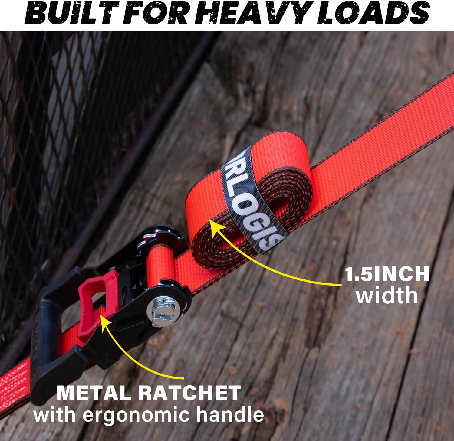 Ratchet Straps Heavy Duty (4 Pack) - 5,250 Break Strength Motorcycle Strap Tie Downs with 15ft Soft Loops -1.5in x 8ft Ratchet Tie Down Straps for Motorcycles, Truck, Cargo -Safety S Hook, Storage Bag - Image 4