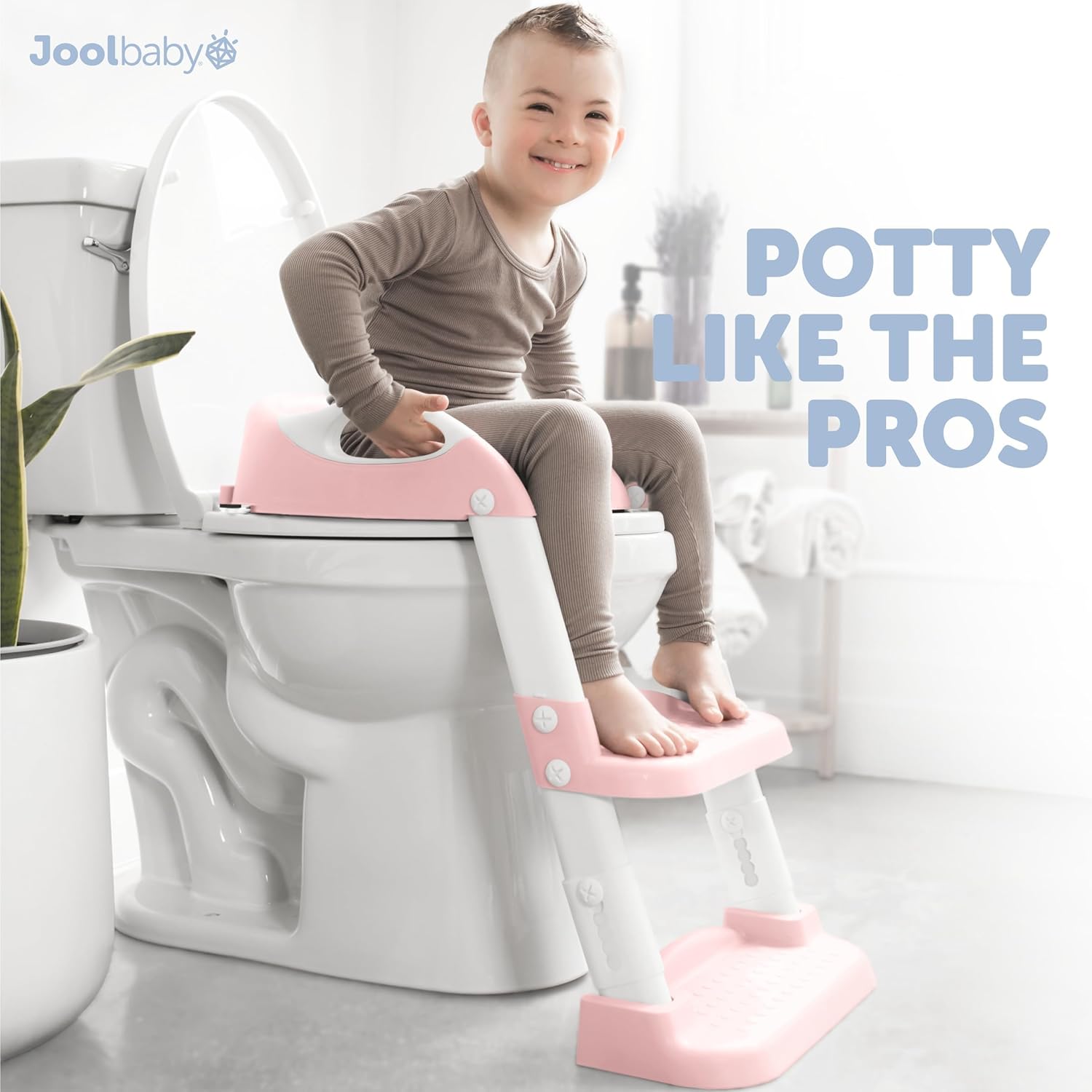 Jool Baby Potty Training Seat with 2 Step Ladder for Toddlers - Splash Guard, Adjustable Height (Pink) - Image 4