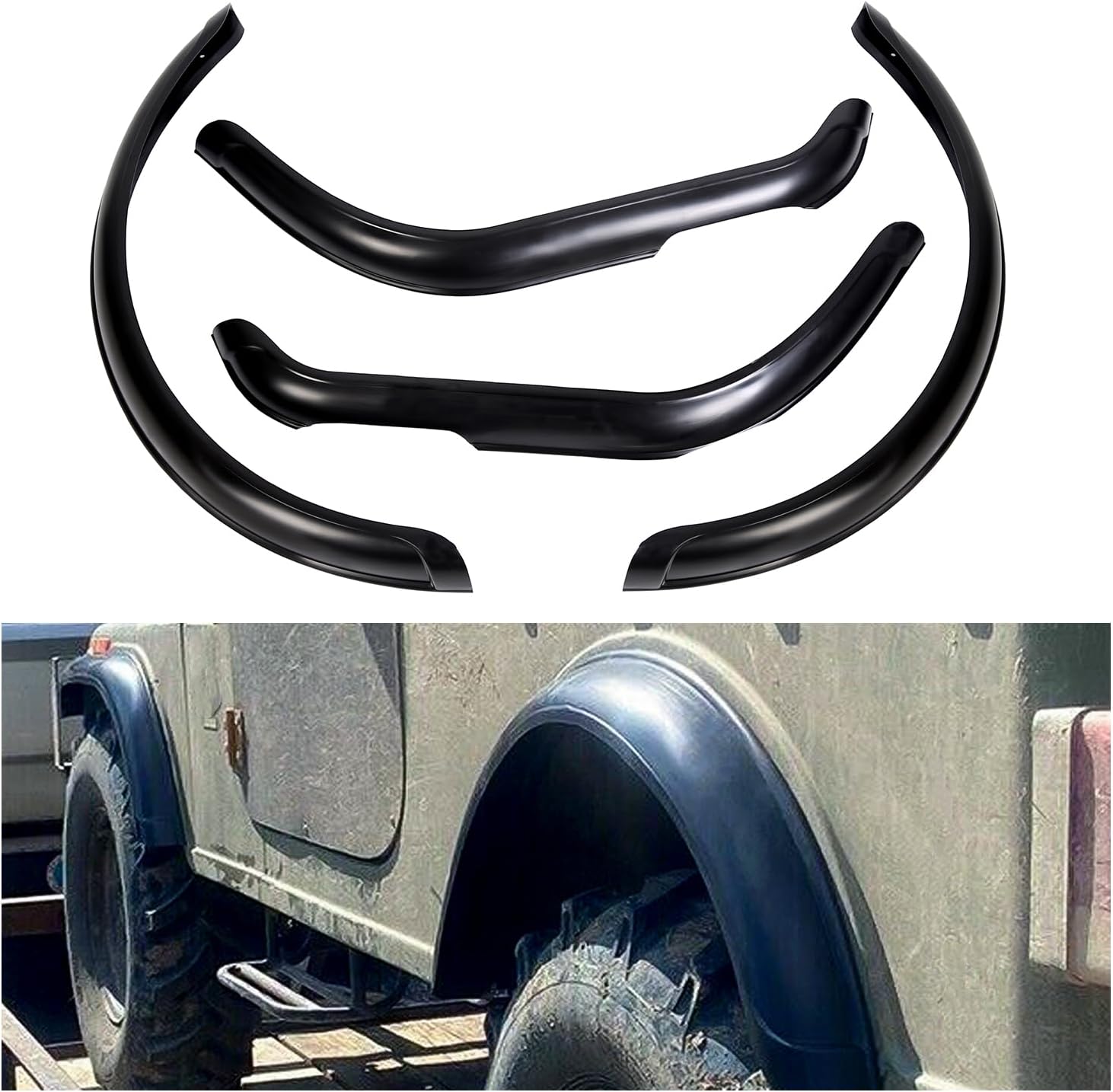 Kojem Fender Flare Kit Compatible with 1955-1986 Jeep CJ CJ5 CJ7 Factory Style Front and Rear 4Pcs Mudguard