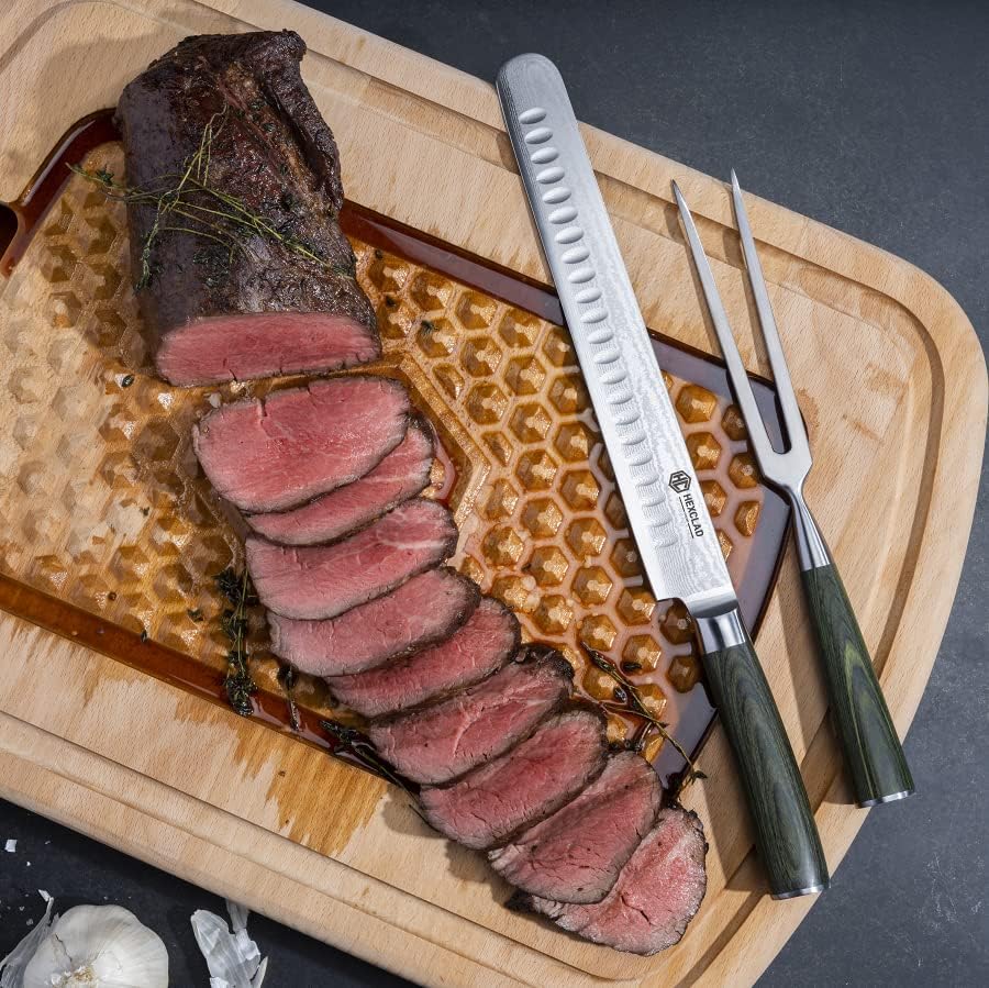 Miniatura 8 de HexClad Juego de tallado de carne de 5 piezas, 4 cuchillos de carne y juego de tallado