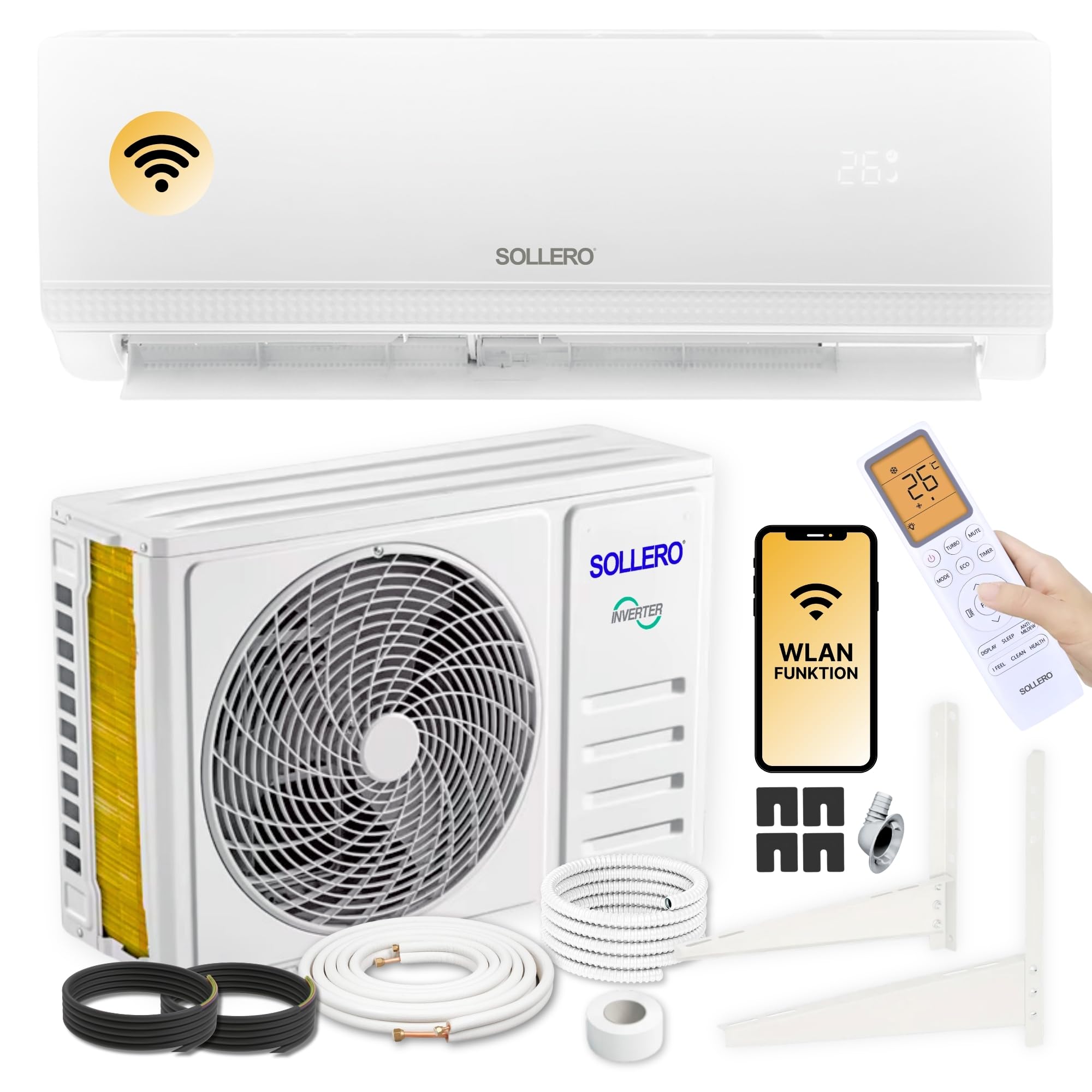 Split Klimaanlage 12000 BTU 3,5 kW, Selbstreinigung, leise, Smart Home, Klimaanlage zum Heizen und Kühlen, R32 Kältemittel, Timer, bis 59 m²