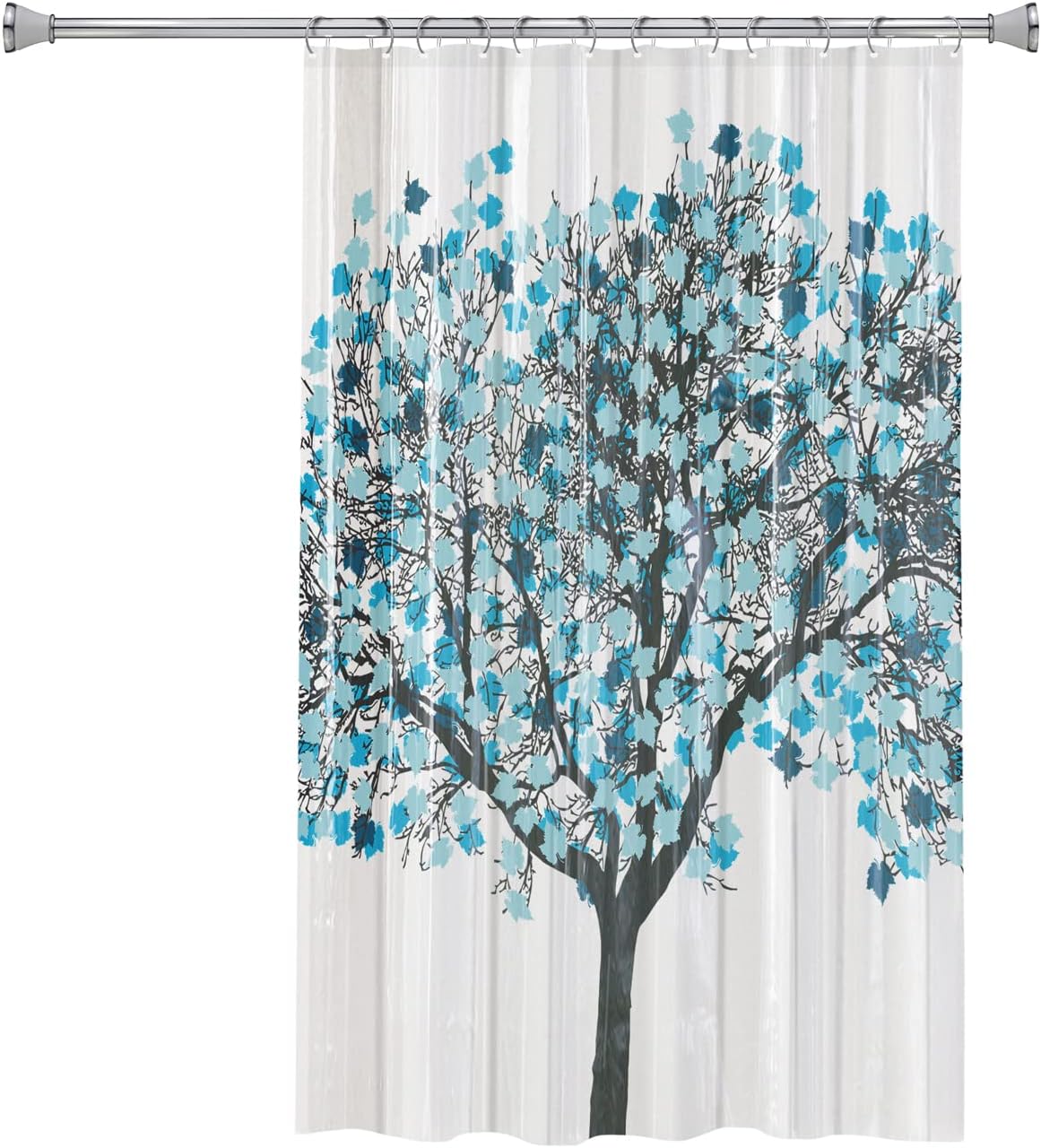 Splash Home Folia PEVA 5G Premium Plastic, Lightweight Liner with 12 Rustproof Metal Grommet Holes 70” W x 72” H, Heavy Duty Waterproof Shower Curtains for Bathroom, Blue