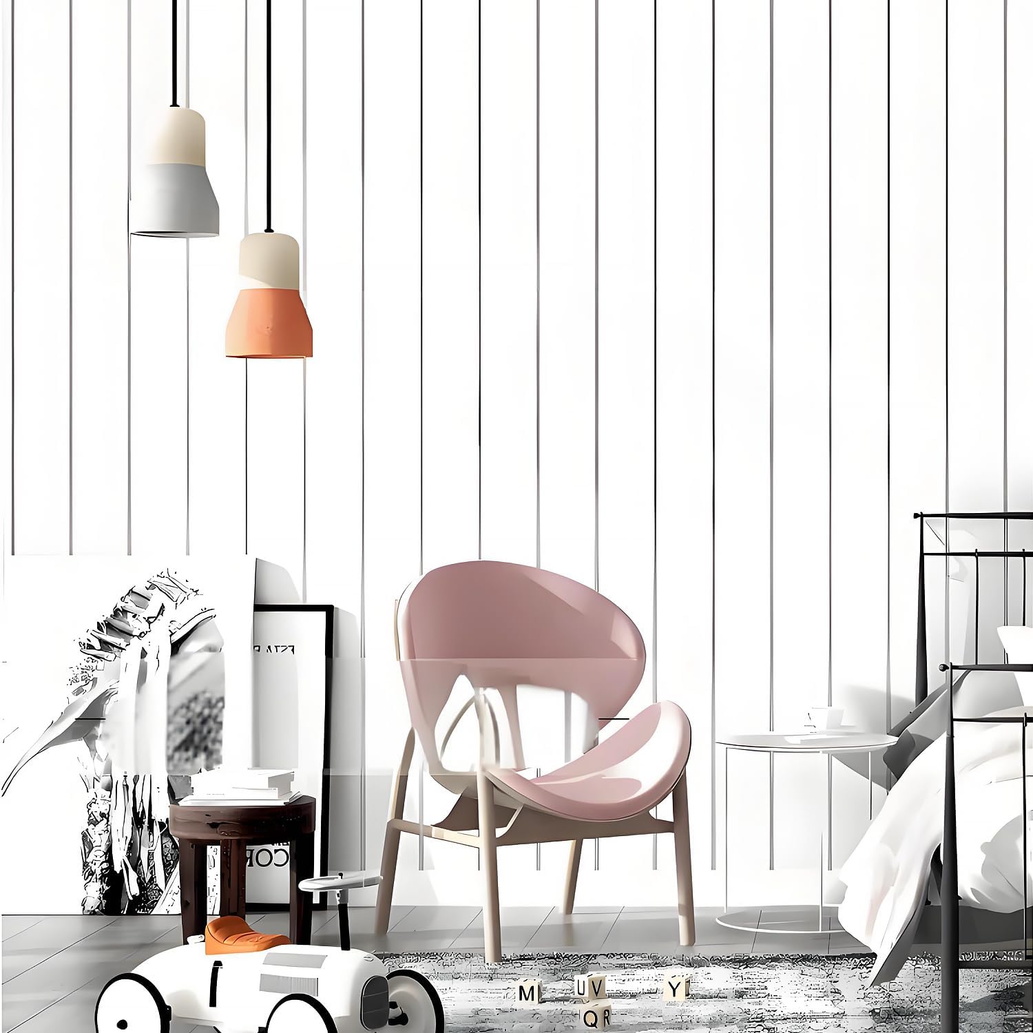 Self-Adhesive Removable Wood Grain Wallpaper, White Peel and Stick Wallpaper 17.5" x 118.1" Plank Contact Paper for Home Wall Decor & Furniture Renovation
