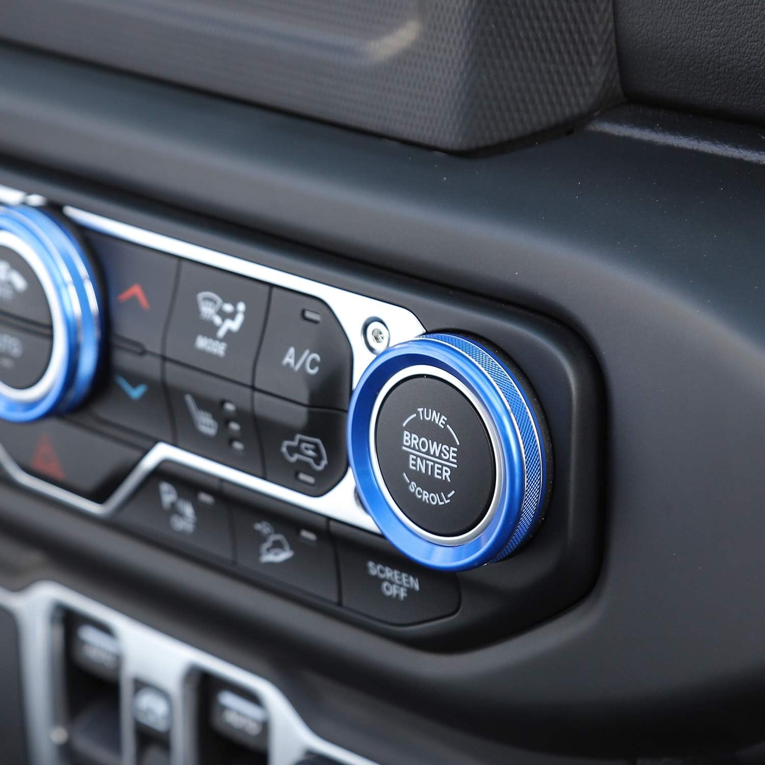 JeCar Air Conditioner Switch Knob Cover Interior Trim Kits Compatible with Jeep Wrangler 2018-2023 JL JLU & 2020-2023 Gladiator JT, Blue