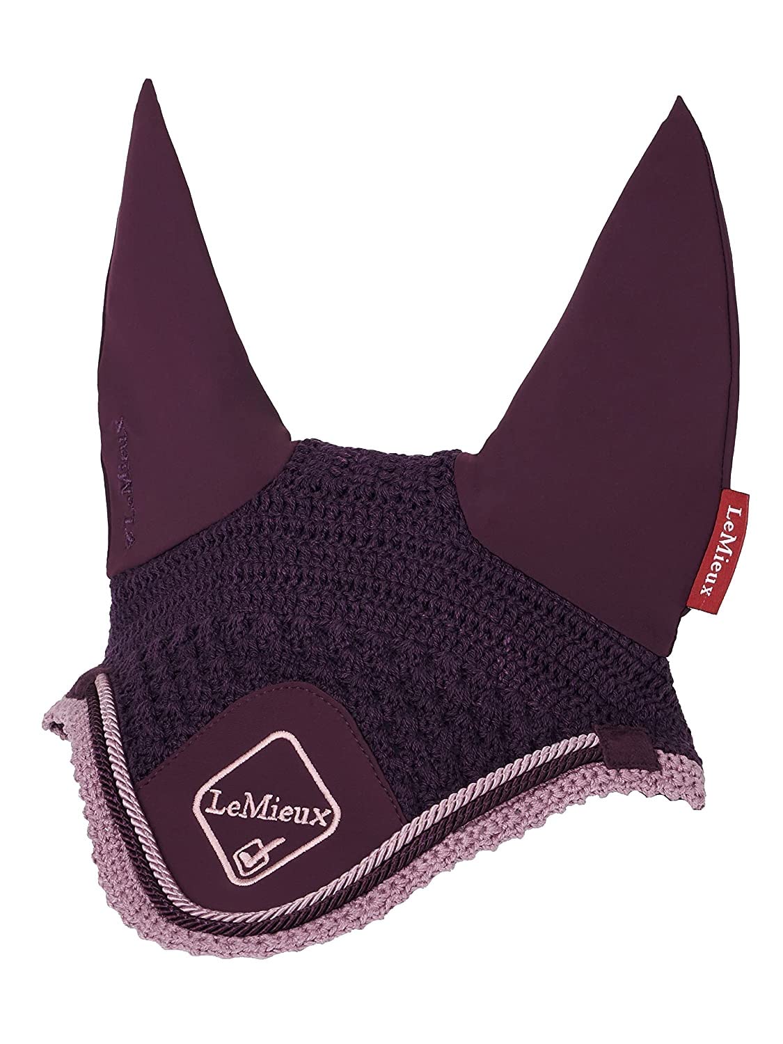 LeMieux Classic Fly Hood in Fig with Soft Lycra Ears - Close Knit Crochet - Comfortable Fit Equestrian Mask - Sport Horse Wear - Large — image 1