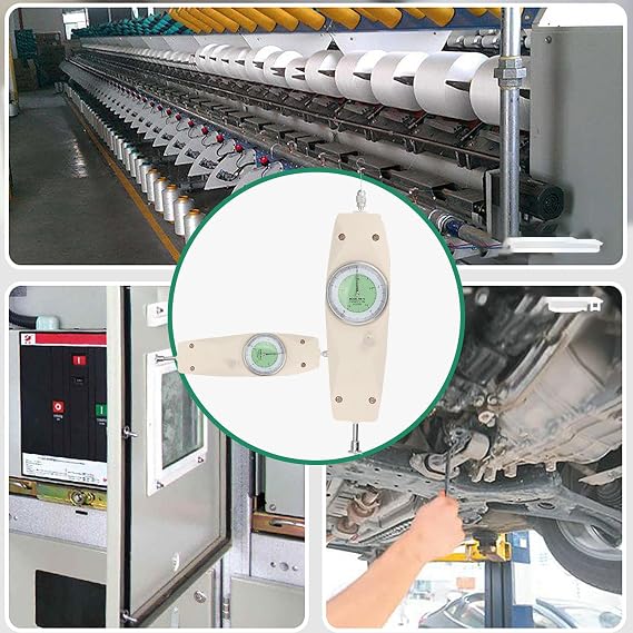 Push Pull Force Gauge, Dynamometer Force Measuring Instrument, 500N with Dual Scale, Compact Digital Analog Tester for Tension Compression Measurement in Industrial Use