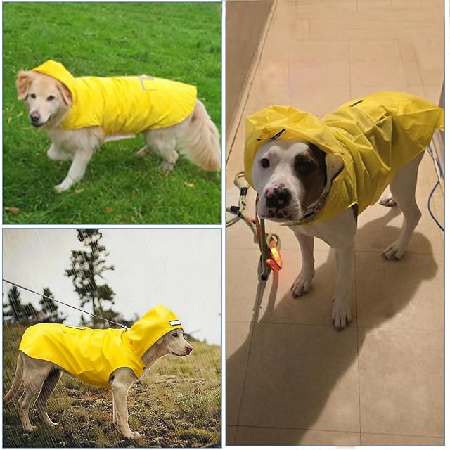 Foto 7 de 7 de Sikweny Chubasquero Perro Chubasquero Impermeable para Perros con Capucha Tiras Reflectoras Seguras Chaqueta…