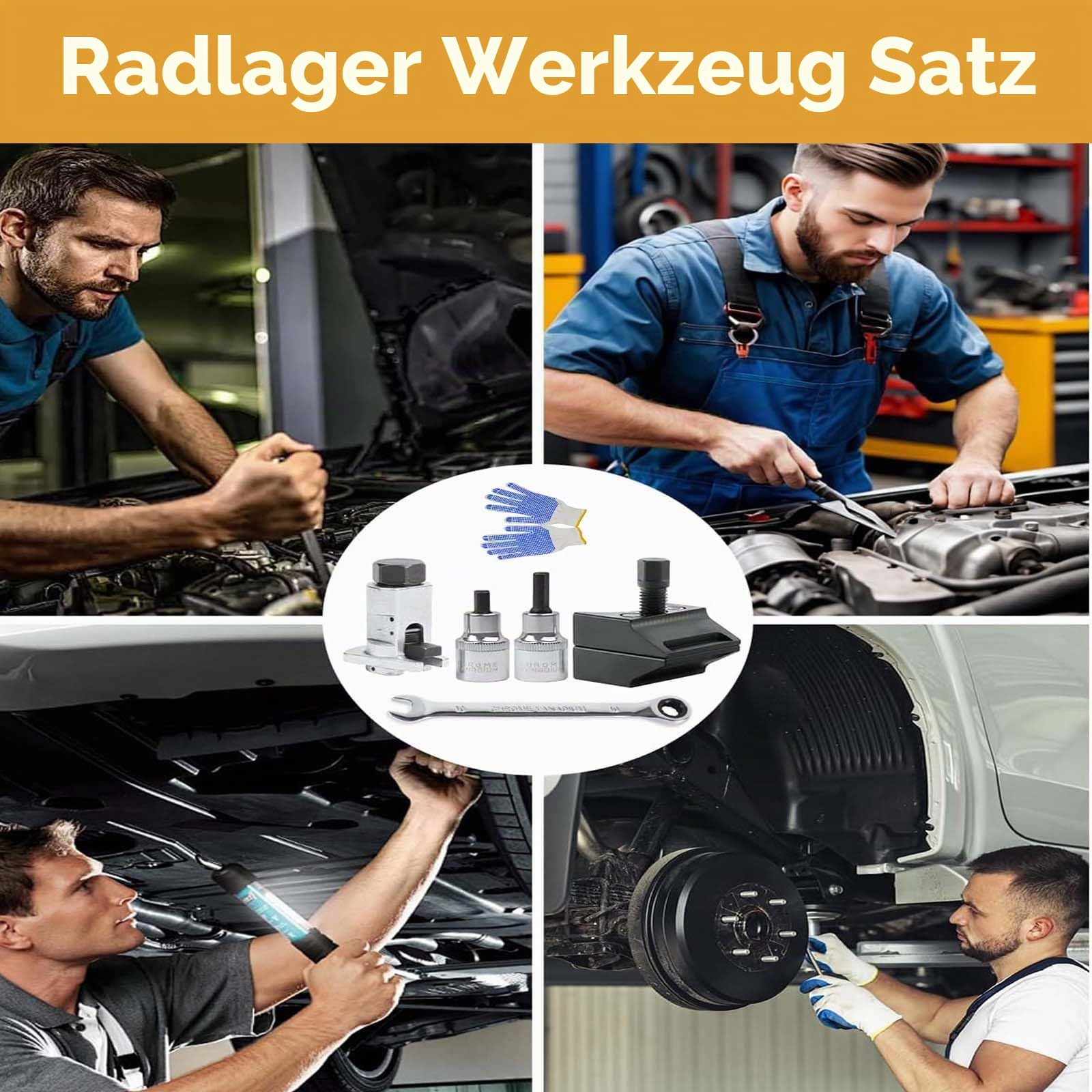 Federbein Spreizer, 6 Stück Paket Federspanner kfz, Federbein Spreizer Radlagergehäuse Stoßdämpfer Werkzeug Mit Handschuhen und Schraubenschlüssel für die Meisten Fahrzeuge