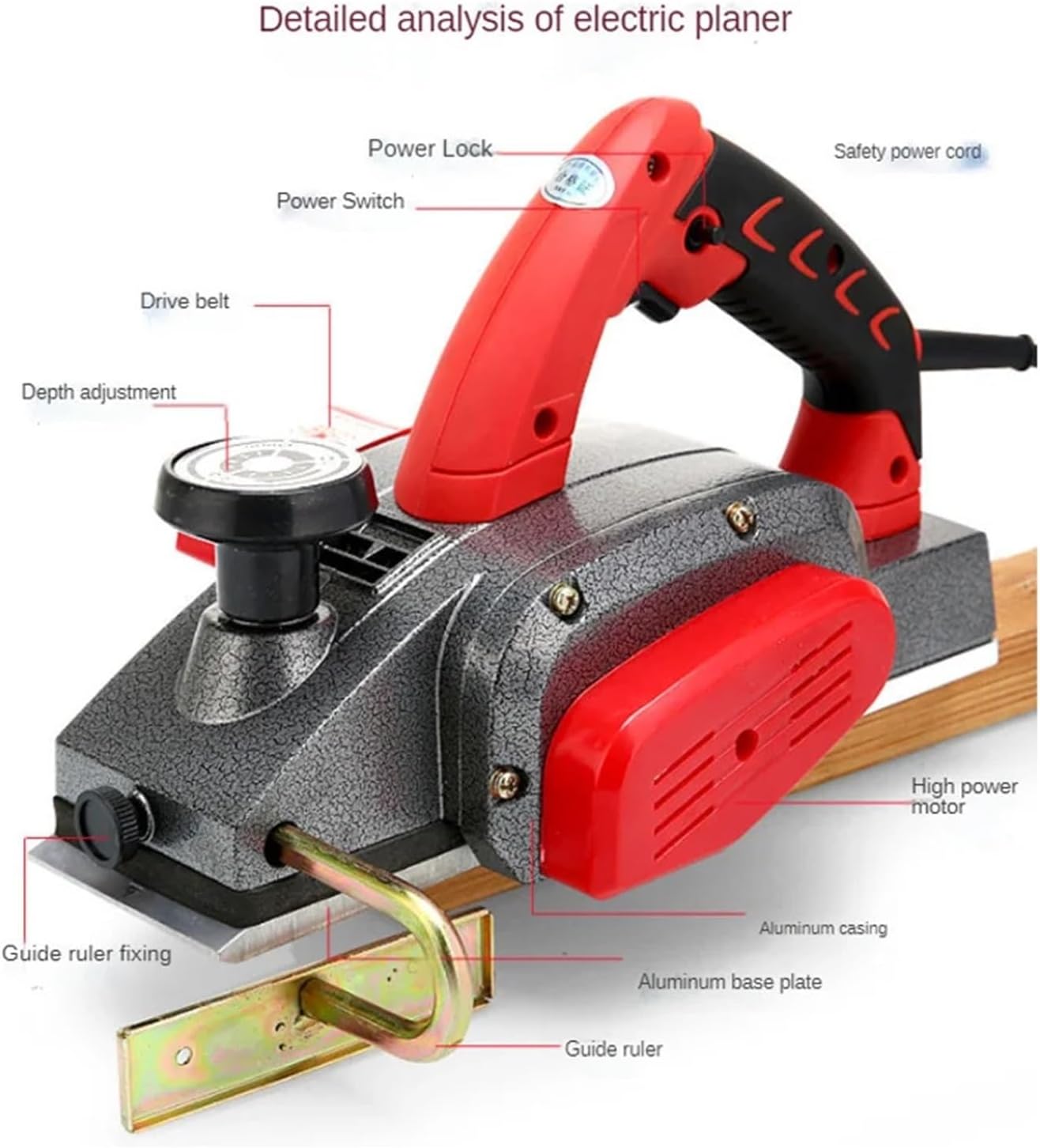 1100W Electric Woodworking Table, Portable Wood Planing Machine, Thickening, 28.5x7.5CM, 2MM Depth,Practicality