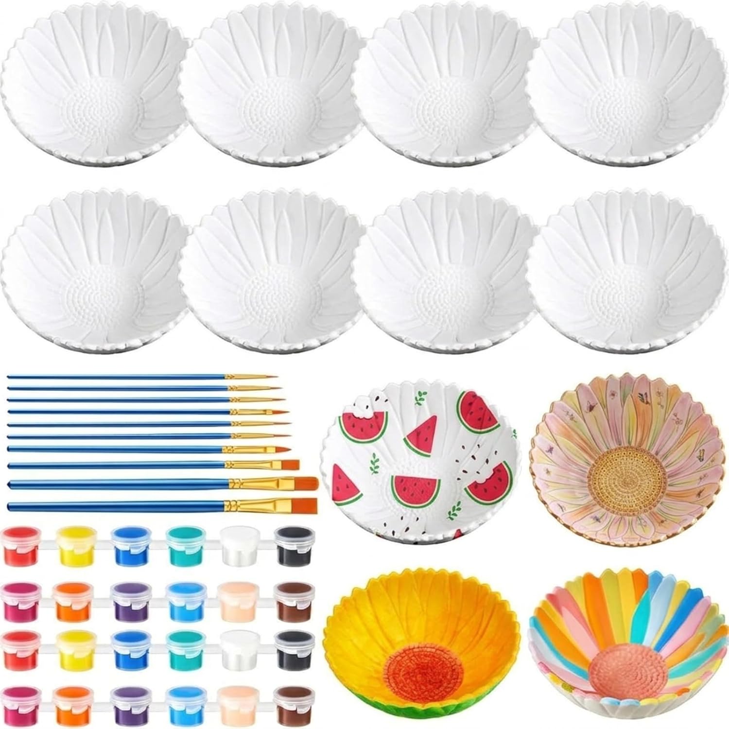 Trandraft 12 Set Paint Your Own Ceramic Sunflower Bowl Unpainted Bisque