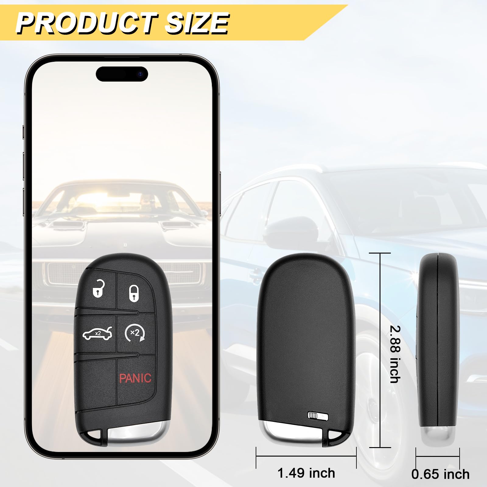 Vurkcy Llavero de repuesto para Dodge Charger 2011-2018, M3N-40821302, 2 unidades