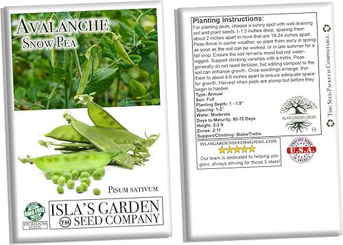 Miniatura 4 de Avalanche - Semillas de guisante de nieve, 50 semillas de reliquia por paquete, semillas sin OMG, nombre botánico Pisum sativum, semillas de jardín