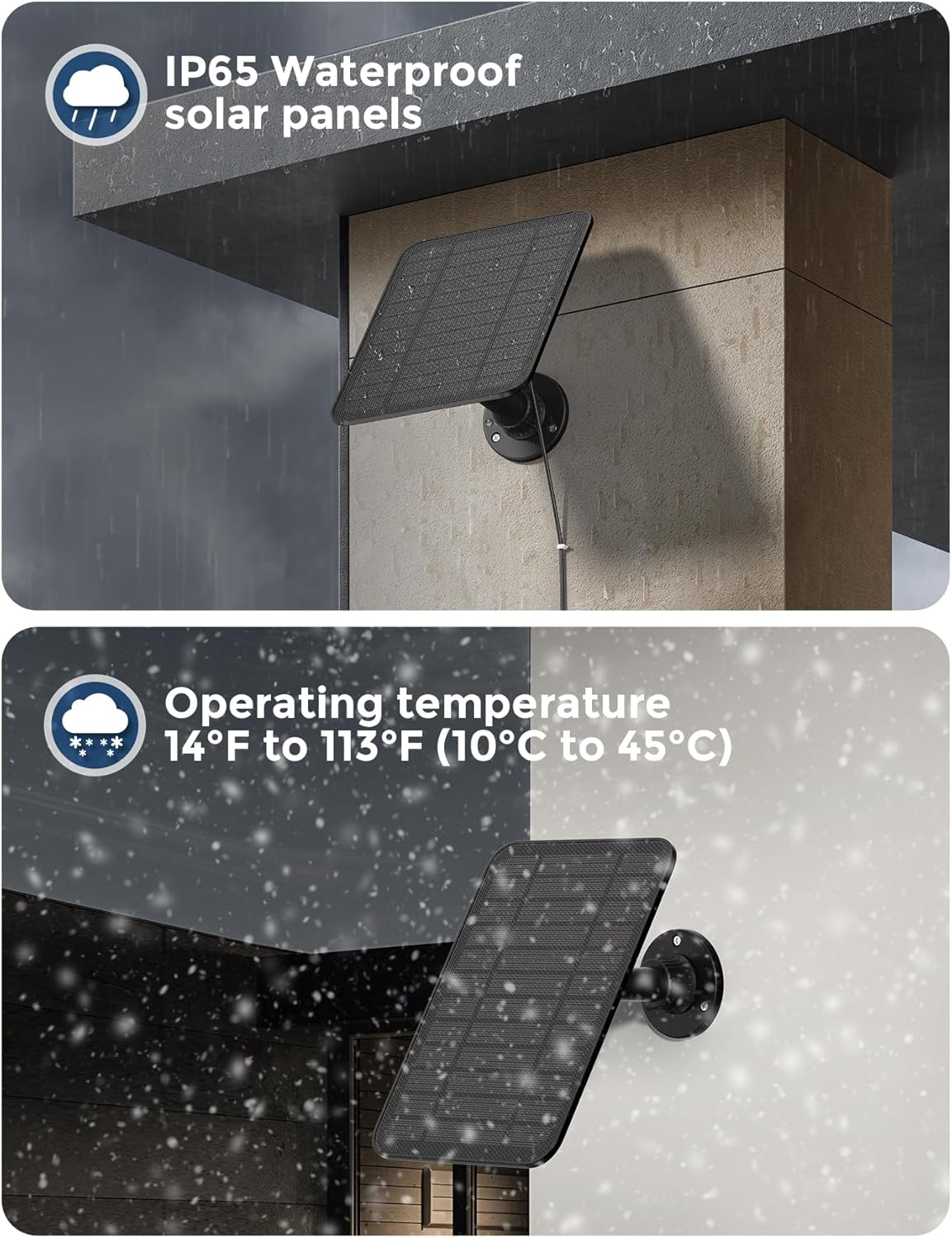 Solar Panel for Blink Outdoor Cameras – Compatible with Blink Outdoor 4/3 (XT3, XT/XT2), 5V 5W Charger with 13ft Cable, USB-C or Micro USB Rubber Plug & IP65 Weatherproof, 2 Pack