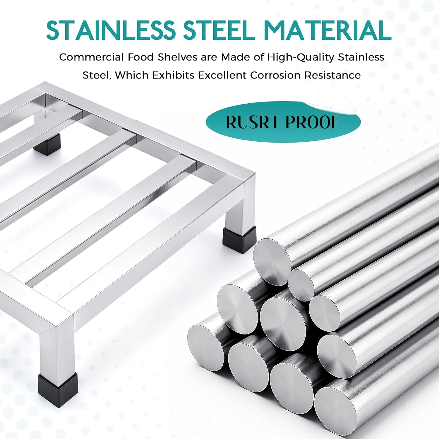 2 Pack Stainless Steel Dunnage Rack, 13.78" L x 13.78" W x 3.94" H,Heavy Duty Floor Stand, Multifunctional Food Storage Rack, Floor Risers for Restaurant Kitchen Shop