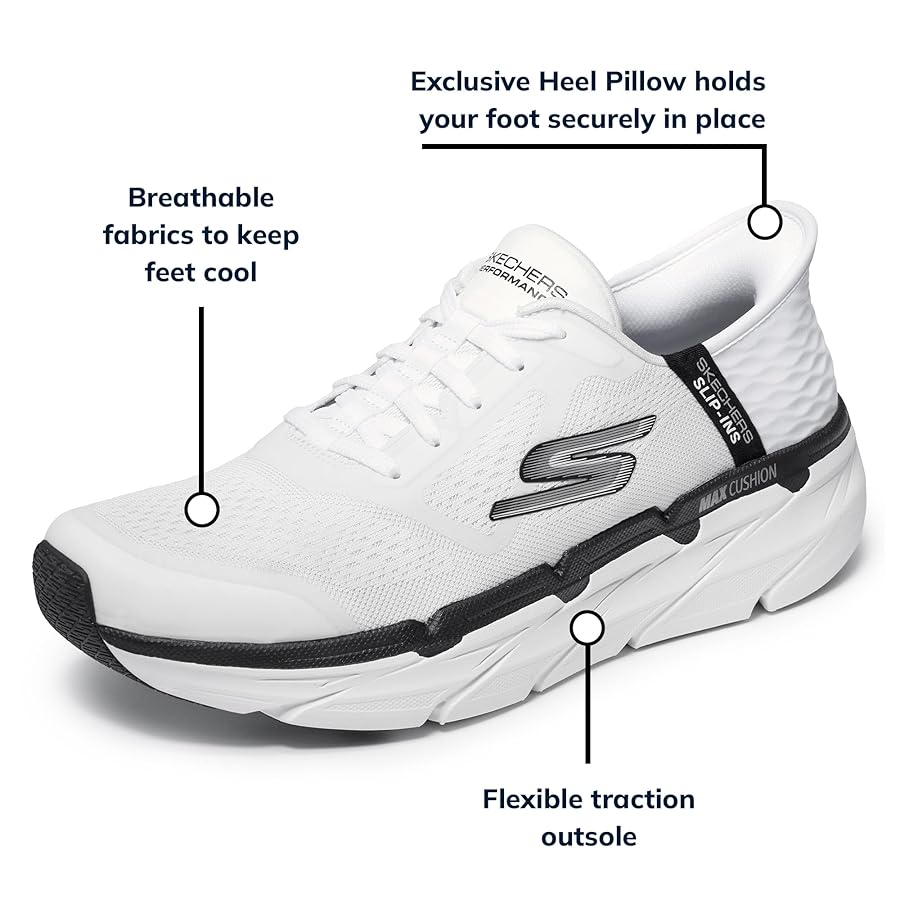 SKECHERS MAX CUSHIONING ホワイト Amazon.com | Skechers Men's Max Cushioning Slip-ins-Athletic