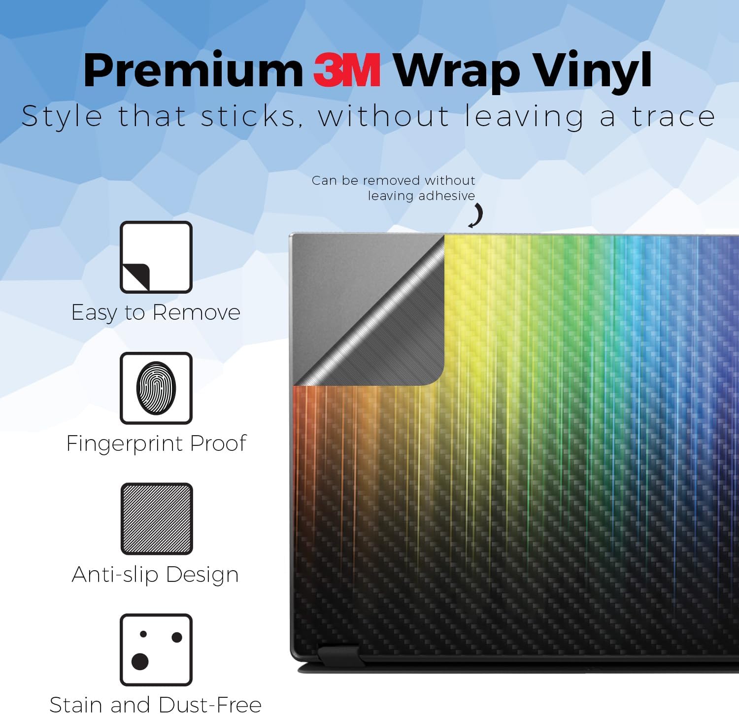Carbon Fiber Laptop Skin Compatible with Asus TUF Gaming A14 (2026) - Rainbow Streaks - Premium 3M Vinyl Protective Wrap Decal Cover - Easy to Apply | Crafted in the USA by MightySkins