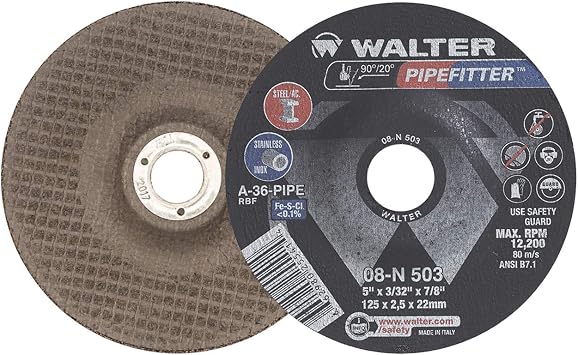 Walter 08N503 5x3/32x7/8 Pipefitter Contaminant Free Grinding Wheels Type 27, 25 pack