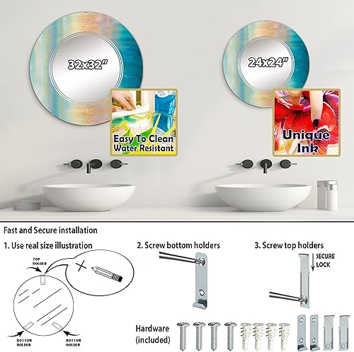 Miniatura 4 de The Awakening of Dawn IV- Vanity Mirror, Bathroom Mirrors, Wall Mirrors for Living Room, Bedroom - Round Mirror - Large 24'x24', 32'x32'