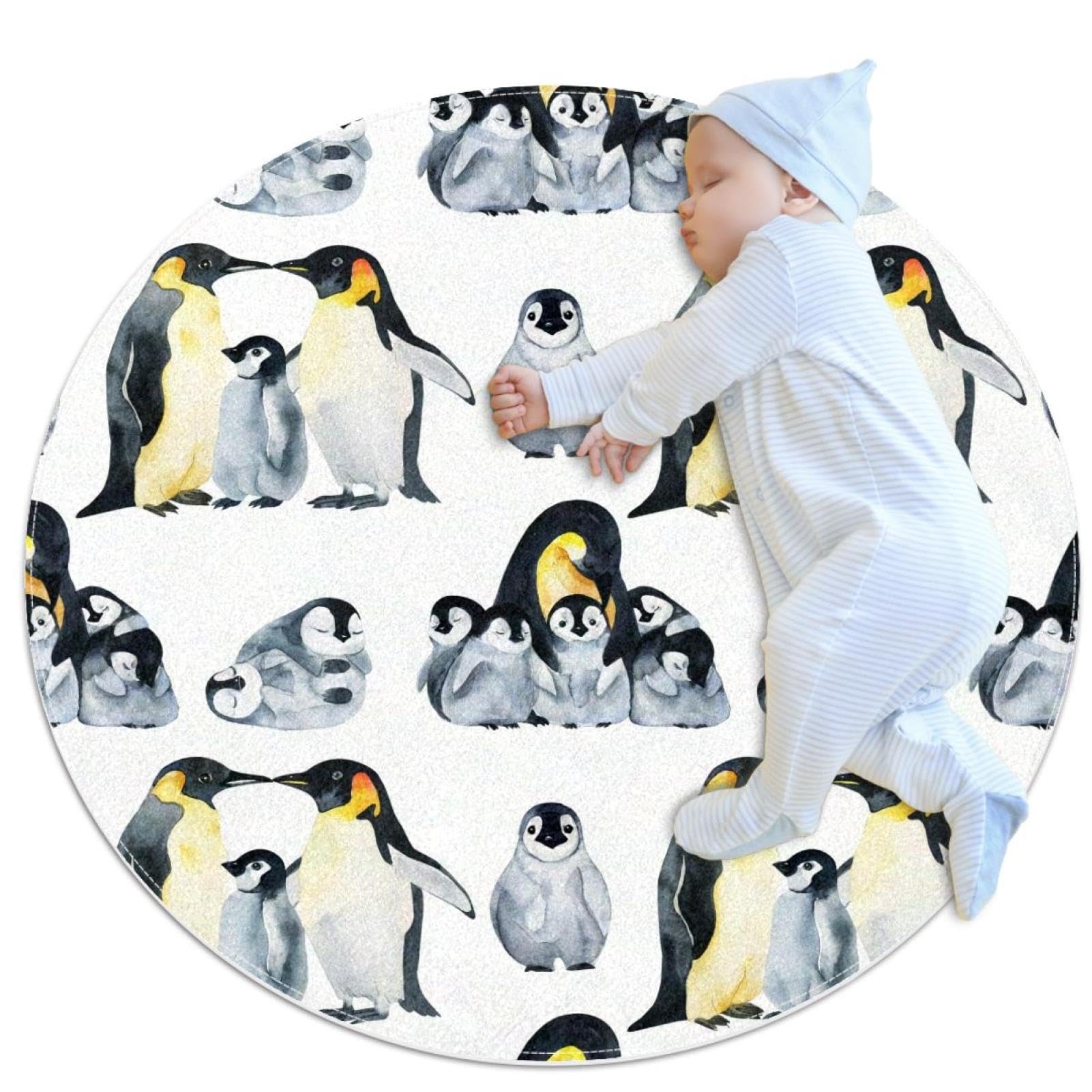 Tapis de salle de bain rond antidérapant pingouin pour chambre