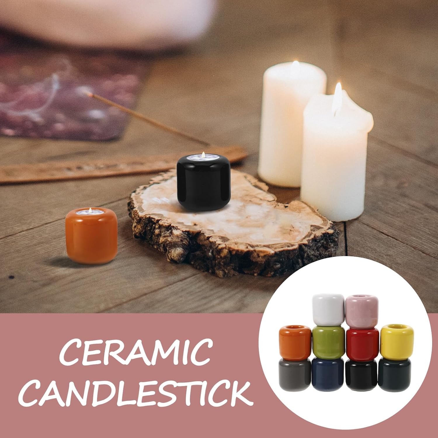 10pcs Ceramic Candle Holder Set Mini Decorative Chime Candle Holders Small Party Candlestick for Meditation and Home Décor Style
