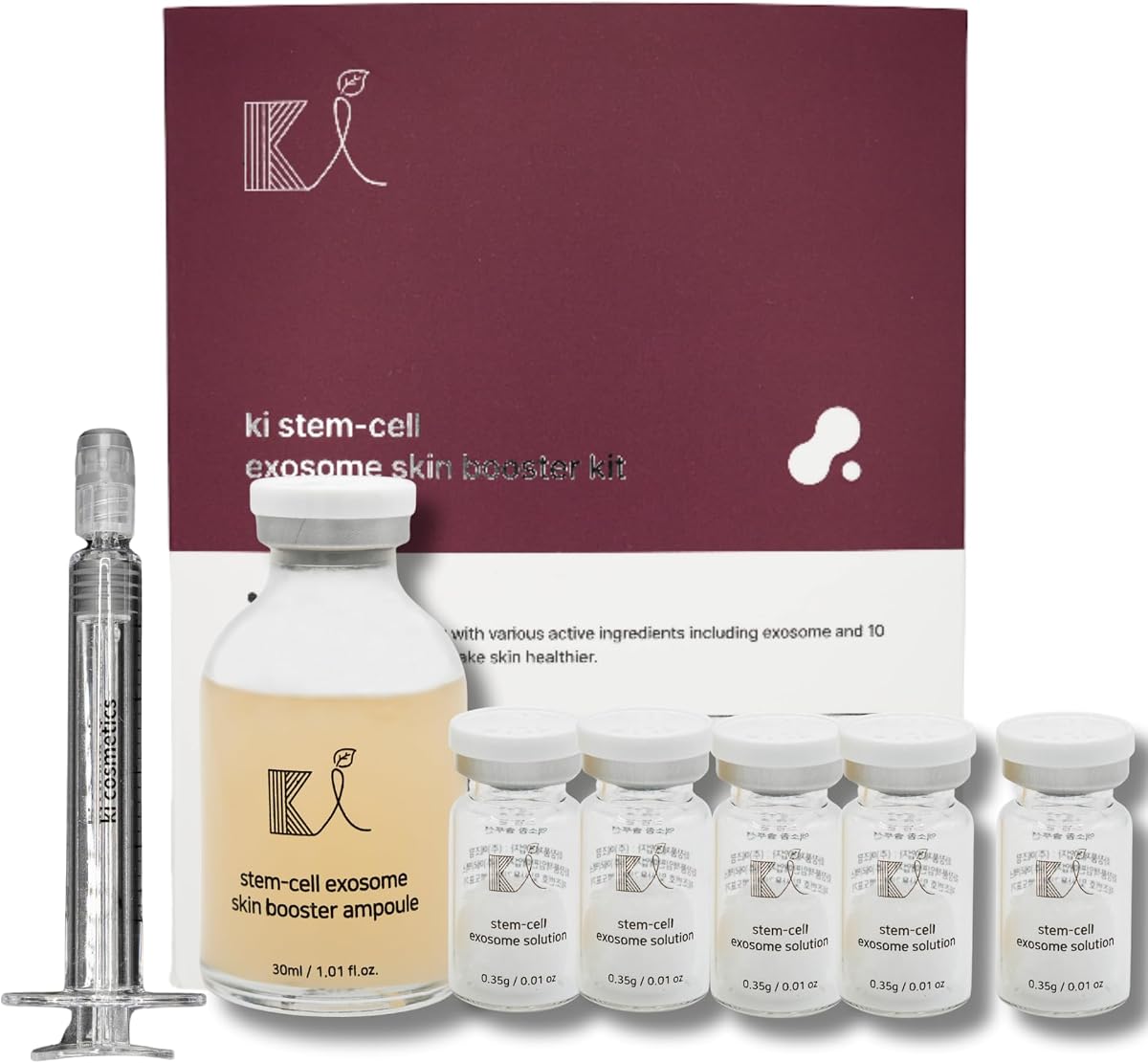 Stem-Cell Exosome Skin Booster Kit Booster Ampoule| Exosome, PDRN, Peptide, Collagen | Rejuvenation, Hydration, Anti-Aging | Korean Skincare 30ml (Solutions 0.01 oz x 5 Vials/Ampoule 1.01 fl.oz)