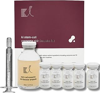 Stem-Cell Exosome Skin Booster Kit Booster Ampoule| Exosome, PDRN, Peptide, Collagen | Rejuvenation, Hydration, Anti-Aging | Korean Skincare 30ml (Solutions 0.01 oz x 5 Vials/Ampoule 1.01 fl.oz)