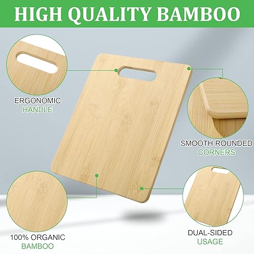 Miniatura 3 de Juego de 12 tablas de cortar de bambú con asa tabla de cortar gruesa para cocina y comedor tabla de cortar de bambú lisa para grabar regalo