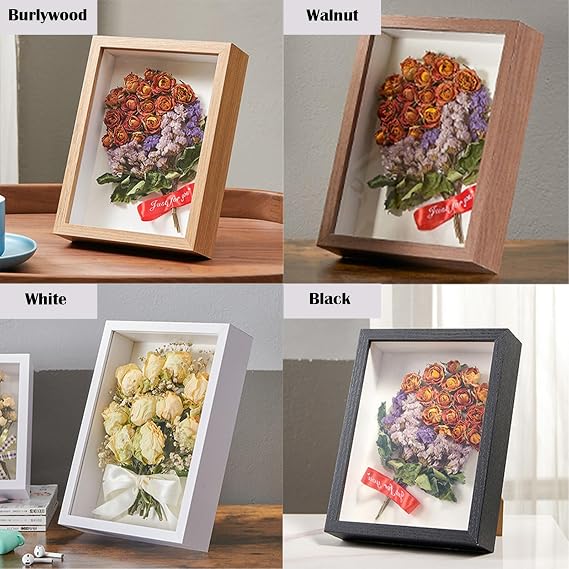 A4 Picture Frame Photo Frames - 3D 12X8 Shadow Boxes with Mount Deep Display Box Wooden Desktop or Wall Hanging for Medal Flowers 21x29.7cm(Depth 3cm)