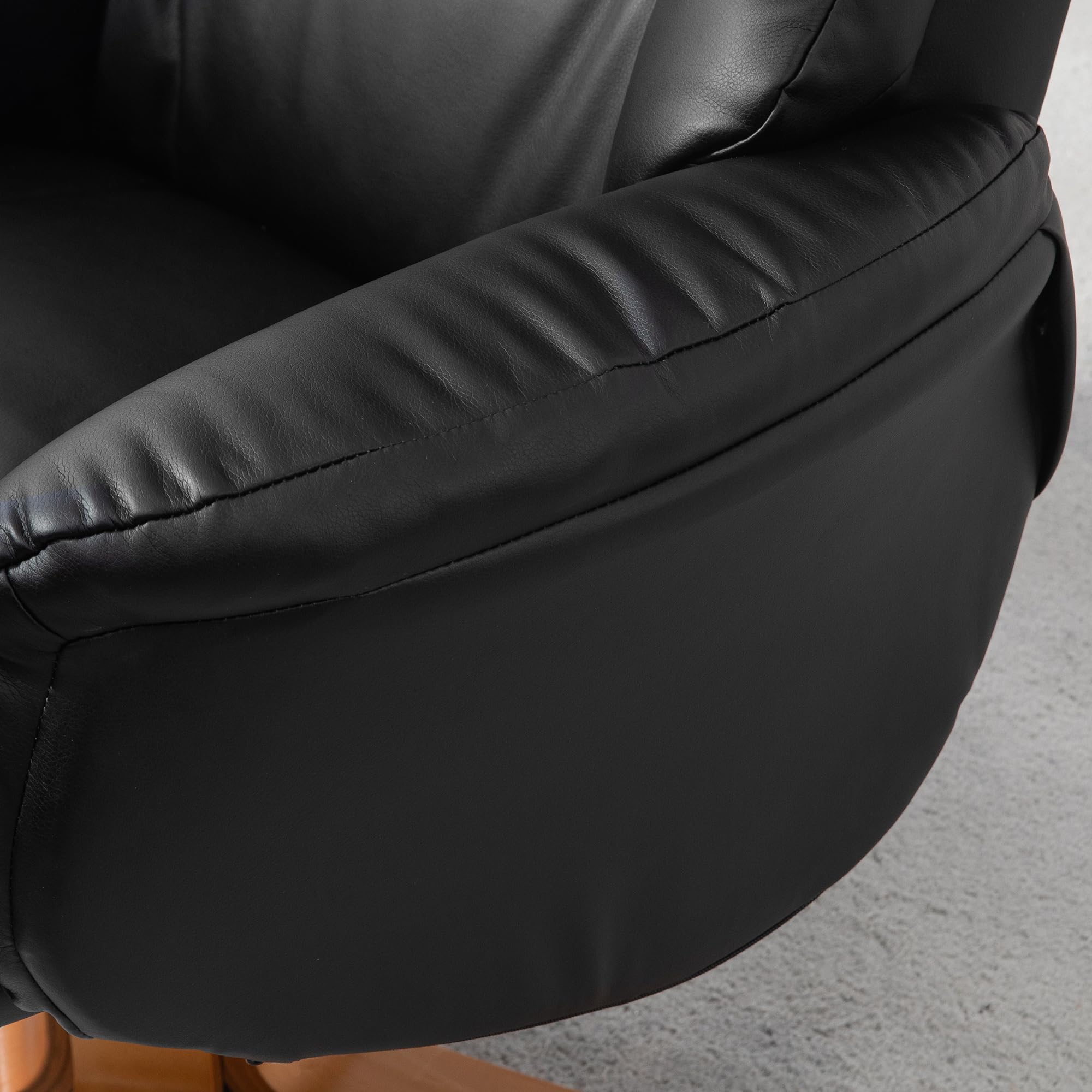 HOMCOM Relaxsessel mit Hocker, Liegefunktion, Kunstleder, Schwarz