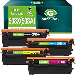 GREENBOX Compatible 508X Toner Cartridge Replacement for HP 508X 508A CF360X CF361X CF362X CF363X for Color Enterprise M553dn M553x M553n M552dn M553 M577 M577Z M577dn M577f M577c (4-Pack, High-Yield)