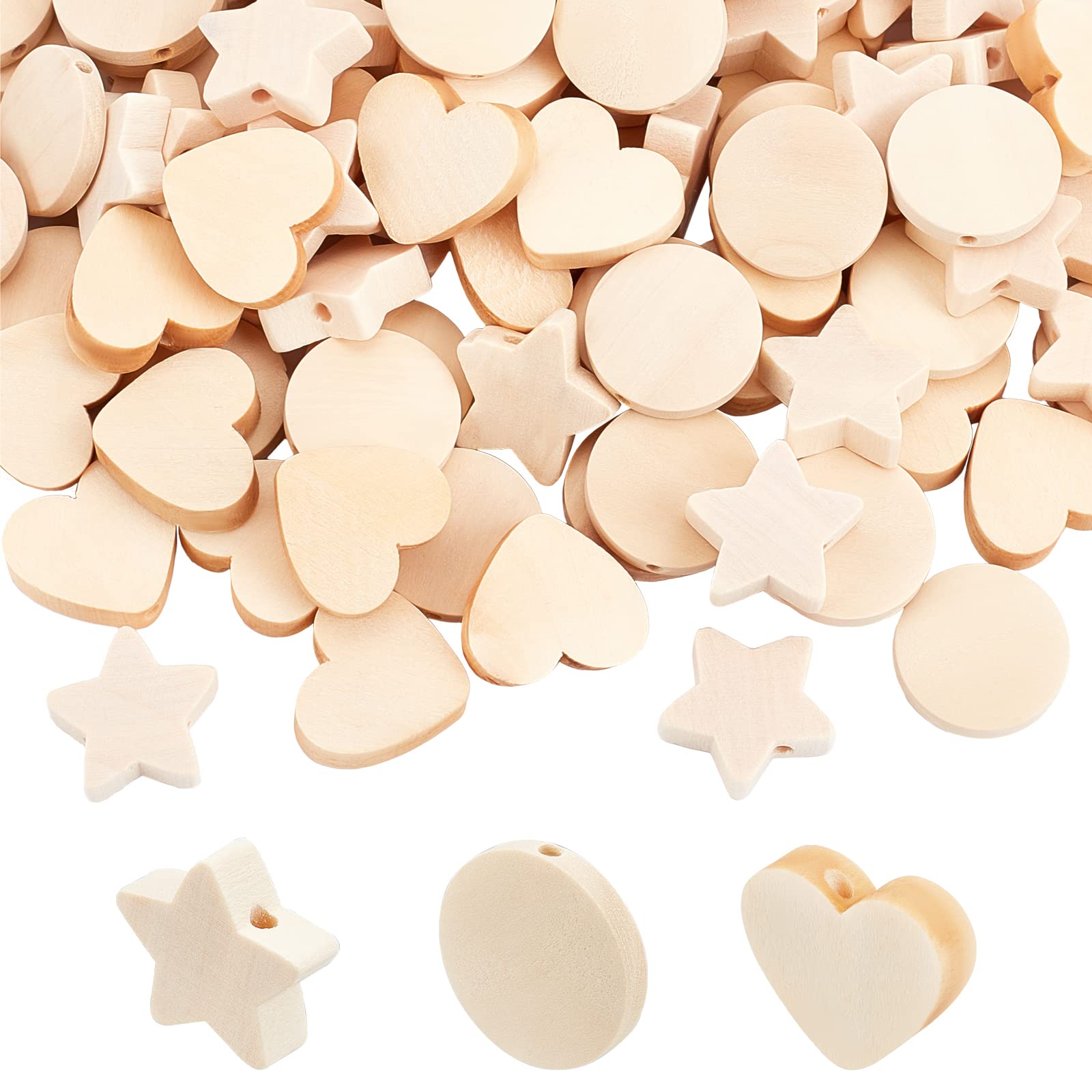 SUNNYCLUE 150 Perline In Legno Naturali – Dimensioni Miste 14/16/20 Mm – Per Creazione Gioielli Fai Da Te