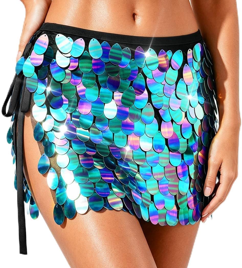 Sparkly Sequin Skirt Mermaid Costume Belly Dance Skirts for Women