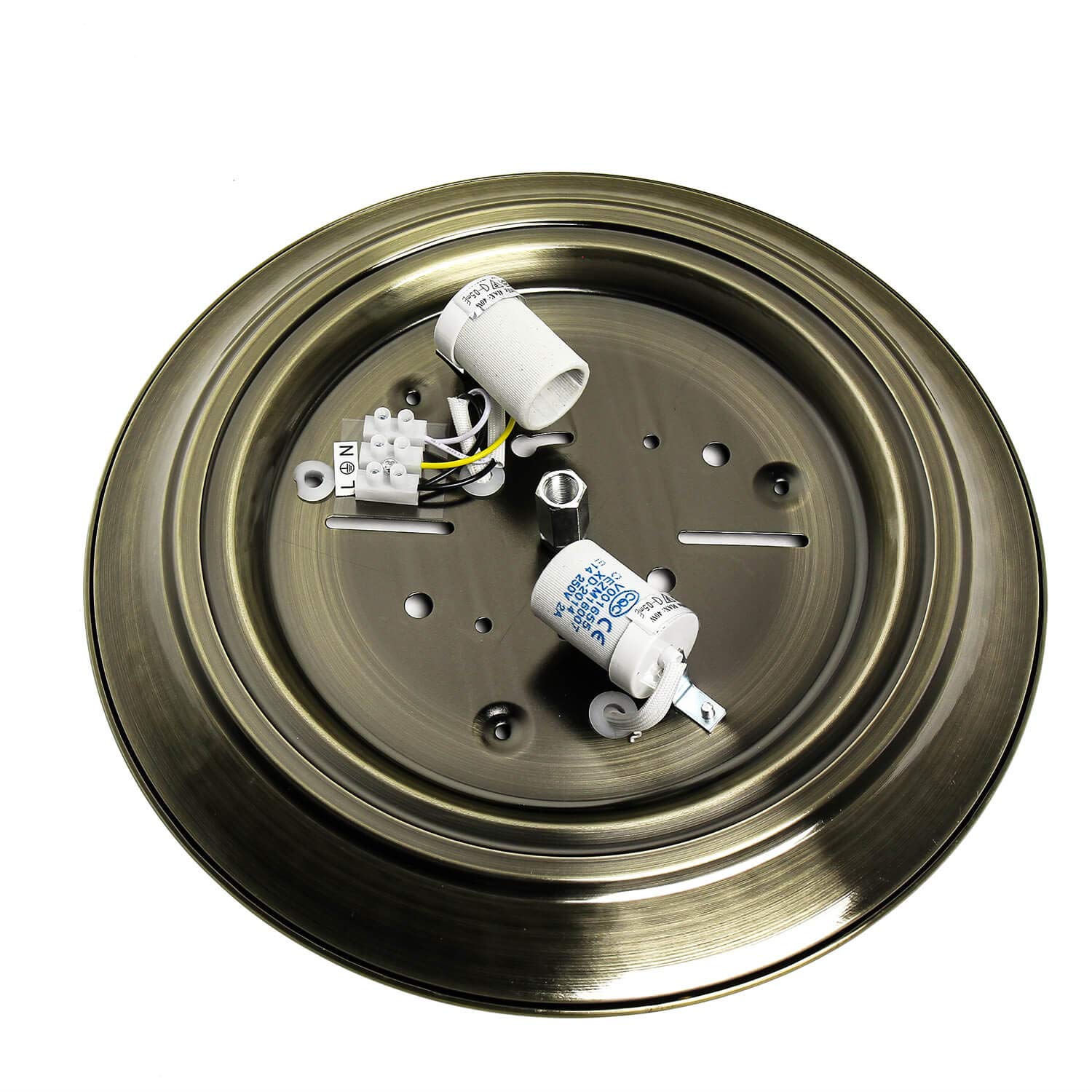 Lámpara de techo metal vidrio latón antiguo IP44 baño cocina Ø31 cm E14 2 luces redonda Art Nouveau plafón comedor BARMSTEDT